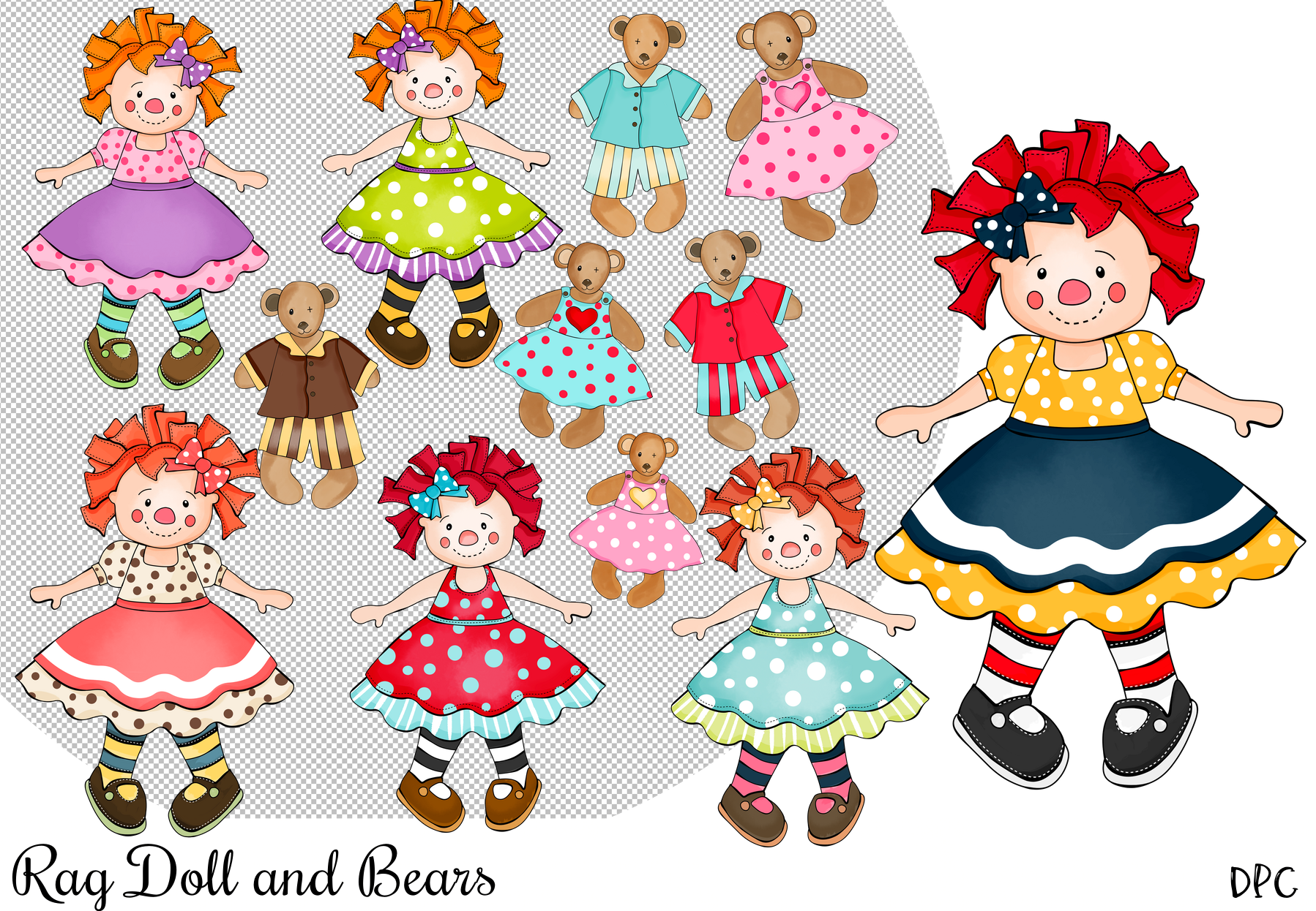 Rag Doll and Bears By Digital Paper Craft | TheHungryJPEG.com