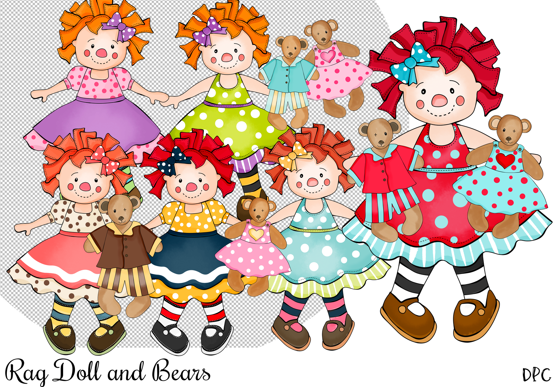 Rag Doll and Bears By Digital Paper Craft | TheHungryJPEG.com