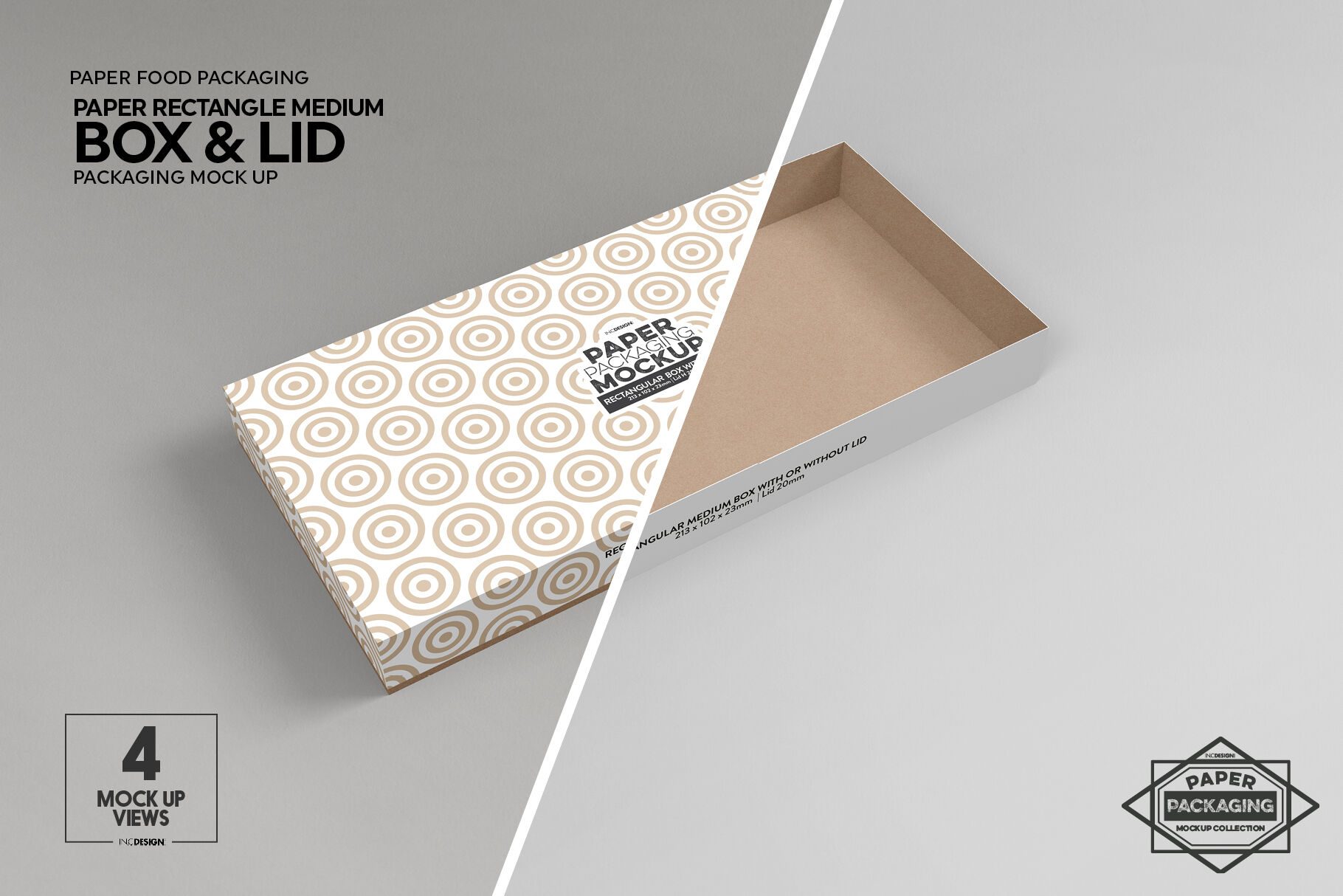 Download Medium Rectangle Paper Box&Lid Mockup By INC Design Studio ...