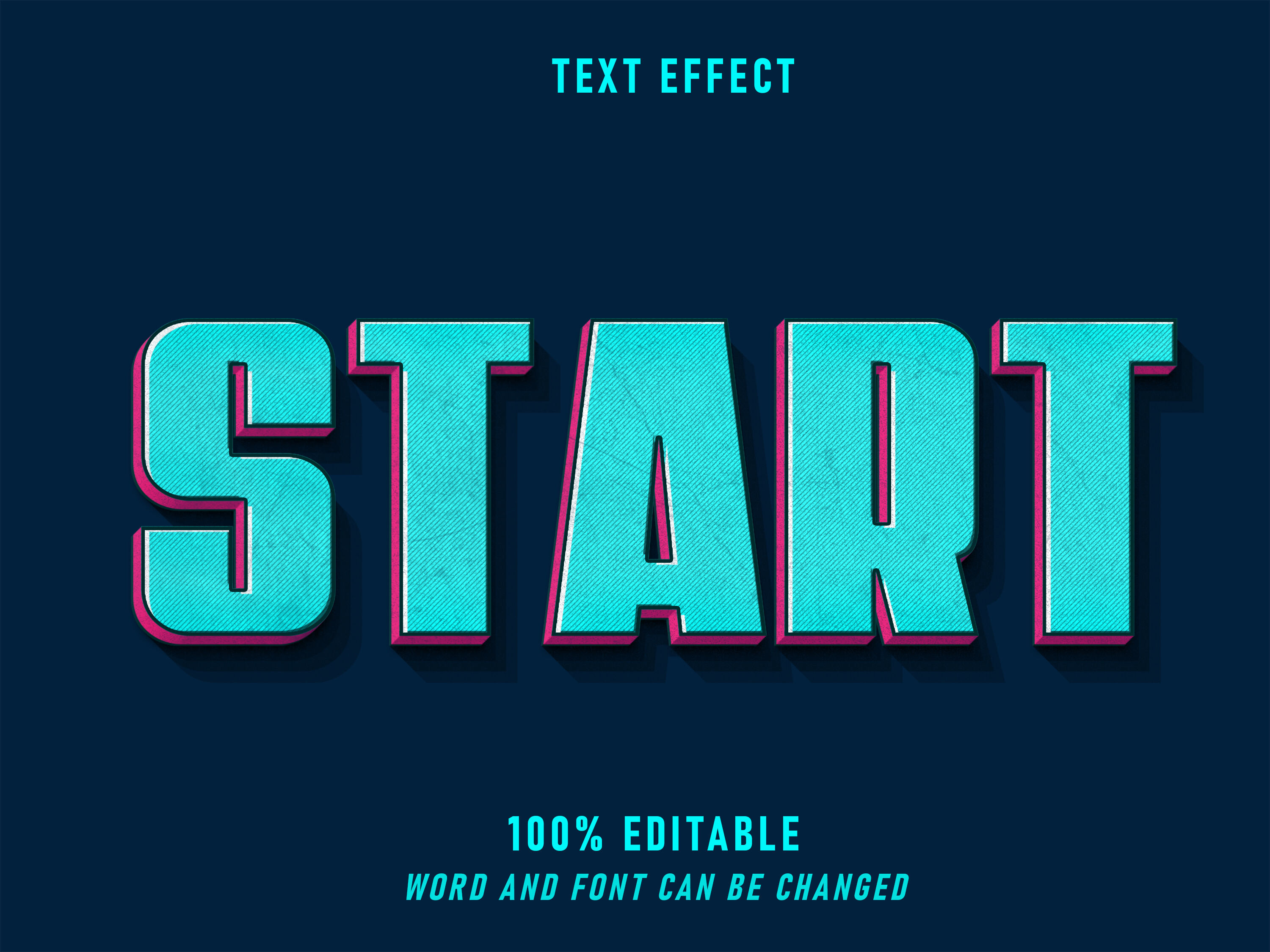 Illustrator Editable text Effect. Start text. Retro text after Effects. Edit effect