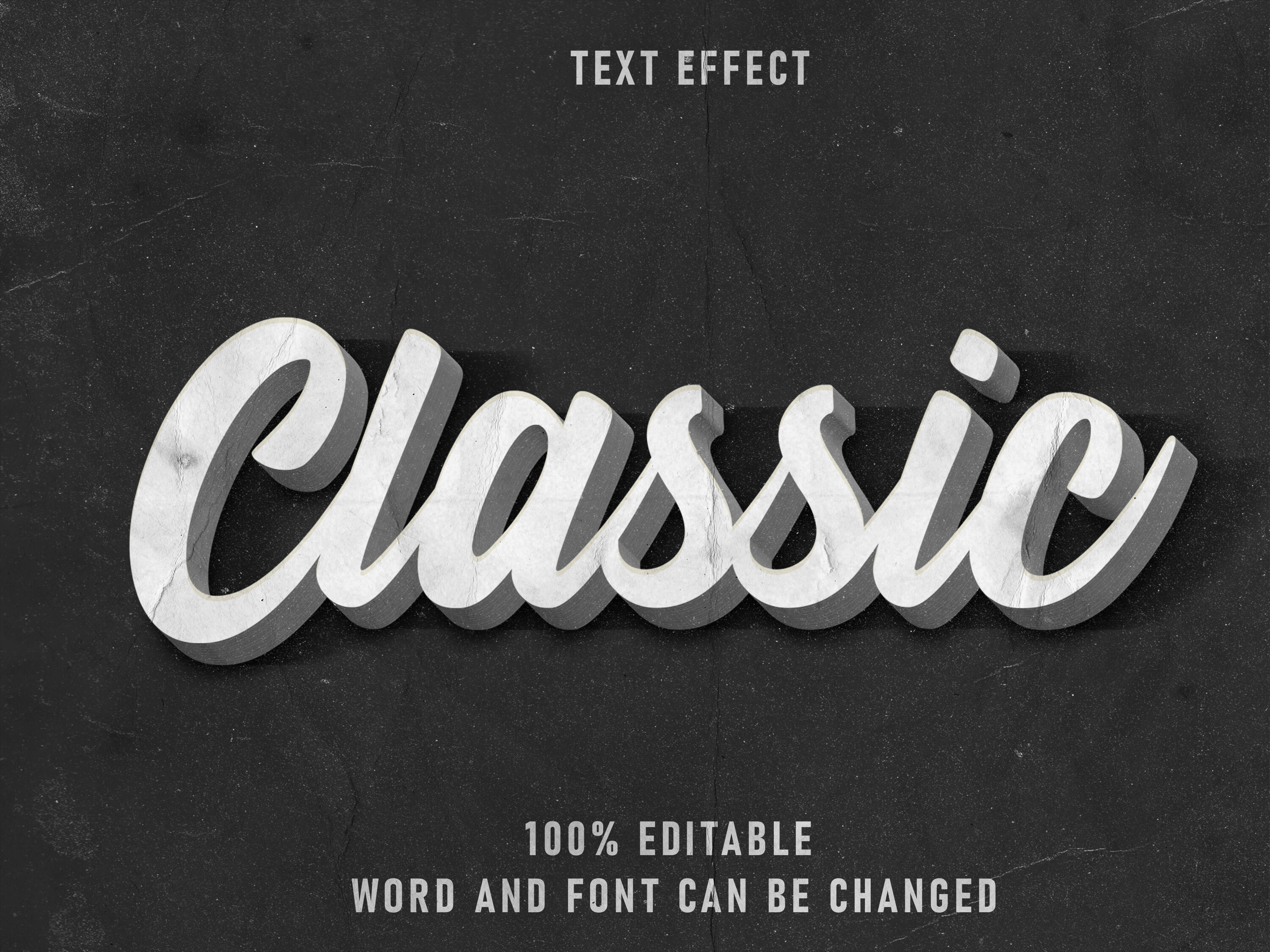 Classic Text Style Effect Editable Font With Paper Texture By