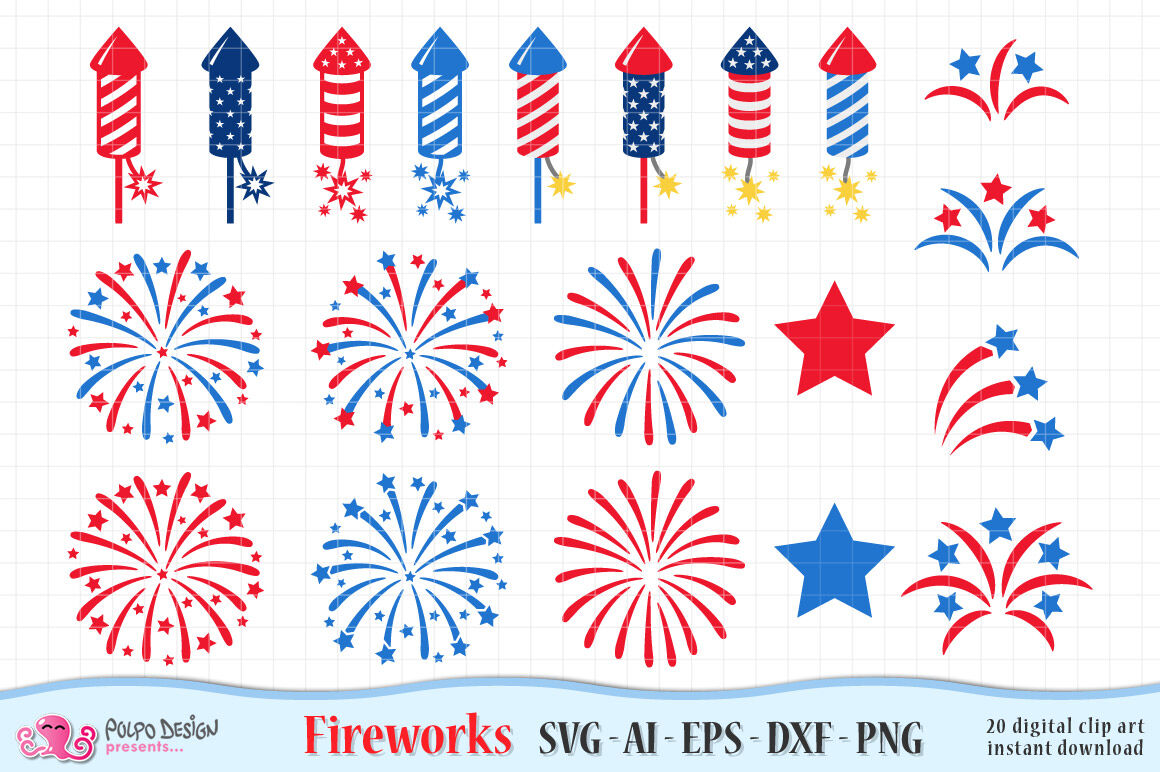 Download 4th Of July Fireworks Svg Eps Dxf Ai And Png By Polpo Design Thehungryjpeg Com