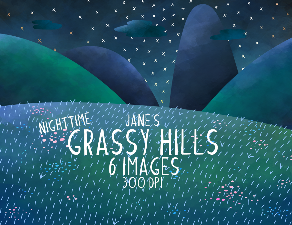 Watercolor Grassy Field Night Sky Clipart By Digitalartsi Thehungryjpeg Com