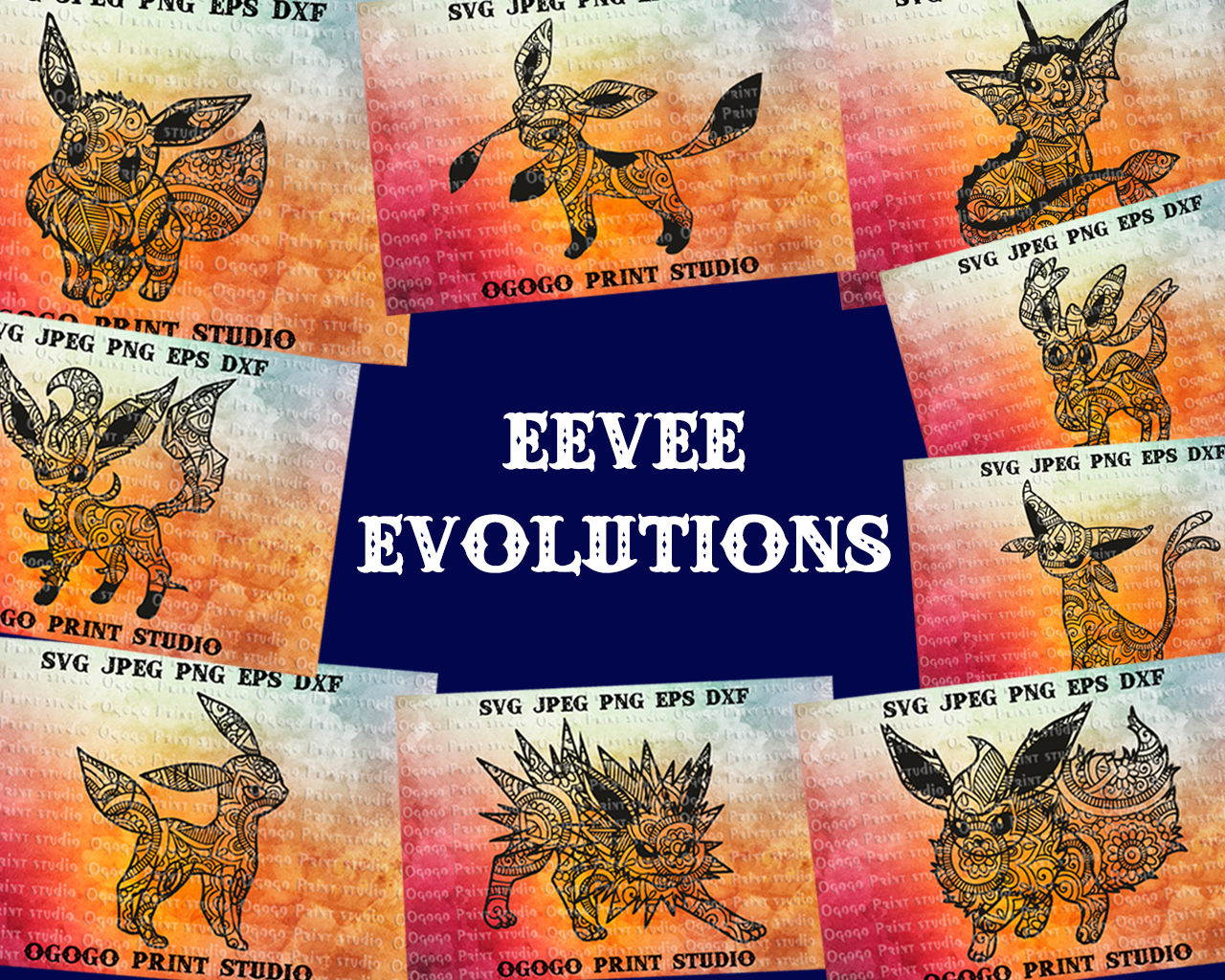 Download Eevee Evolutions Svg Bundle 13 Mandala Svg Zentangle Svg Paper Cutt By Ogogo Print Thehungryjpeg Com