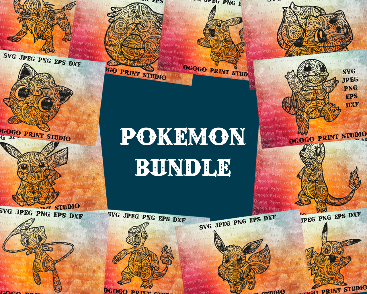 Download Pokemon Bundle Svg, Anime svg, Mandala svg, Zentangle SVG ...