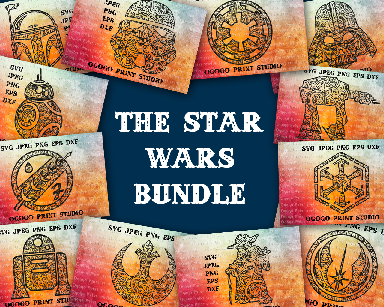 Download Star Wars Bundle Svg, 12 Mandala svg, Zentangle SVG, Paper ...