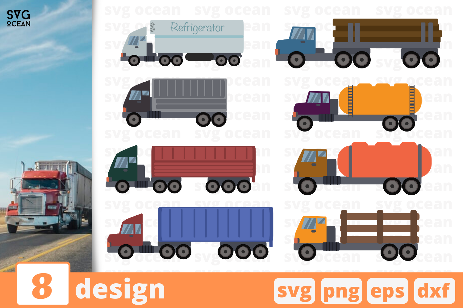 Download 8 Trucks Svg Bundle Truck Cricut Svg By Svgocean Thehungryjpeg Com