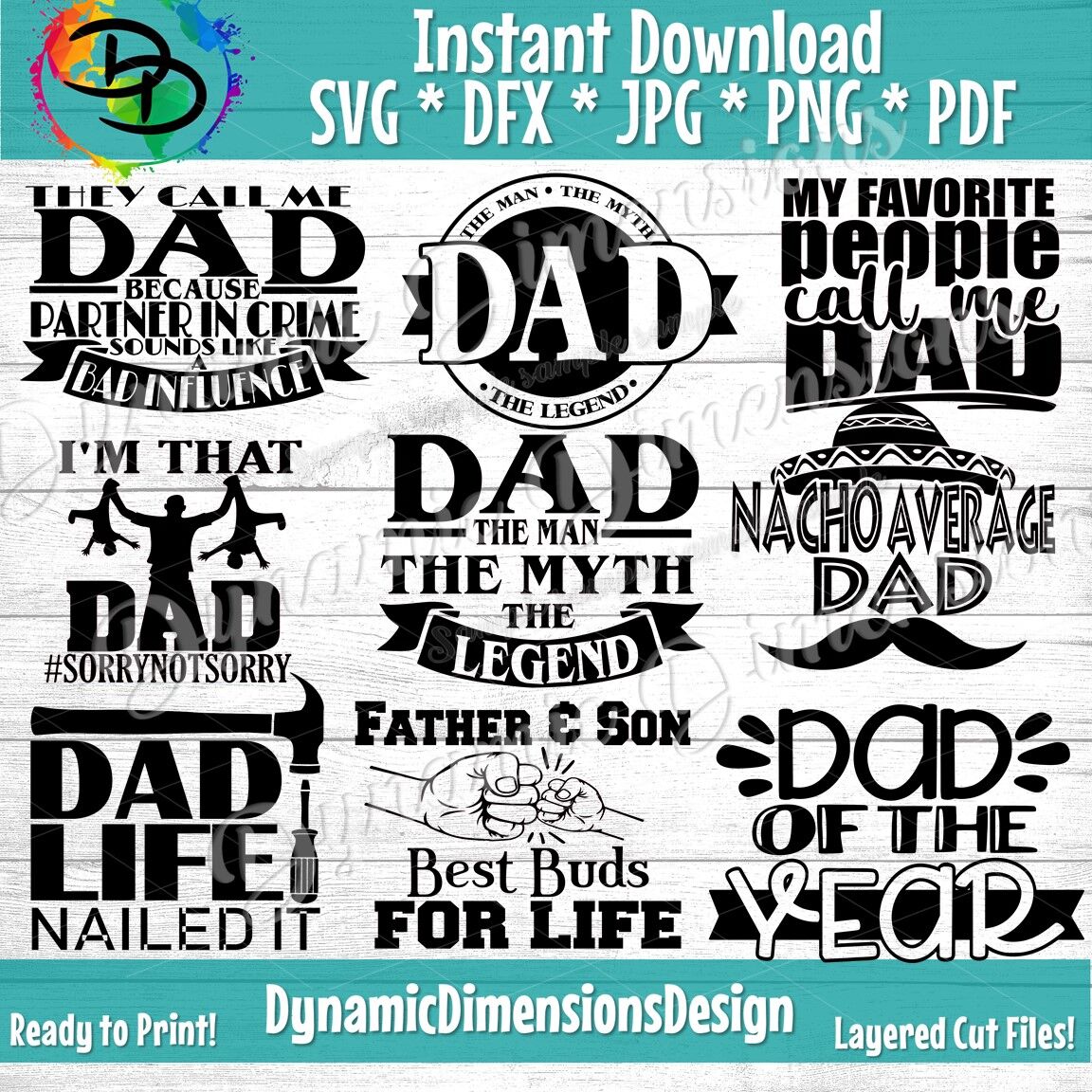 Dad Bundle Svg Dad Svg Father S Day Funny Dad Shirt Designs Father By Dynamic Dimensions Thehungryjpeg Com