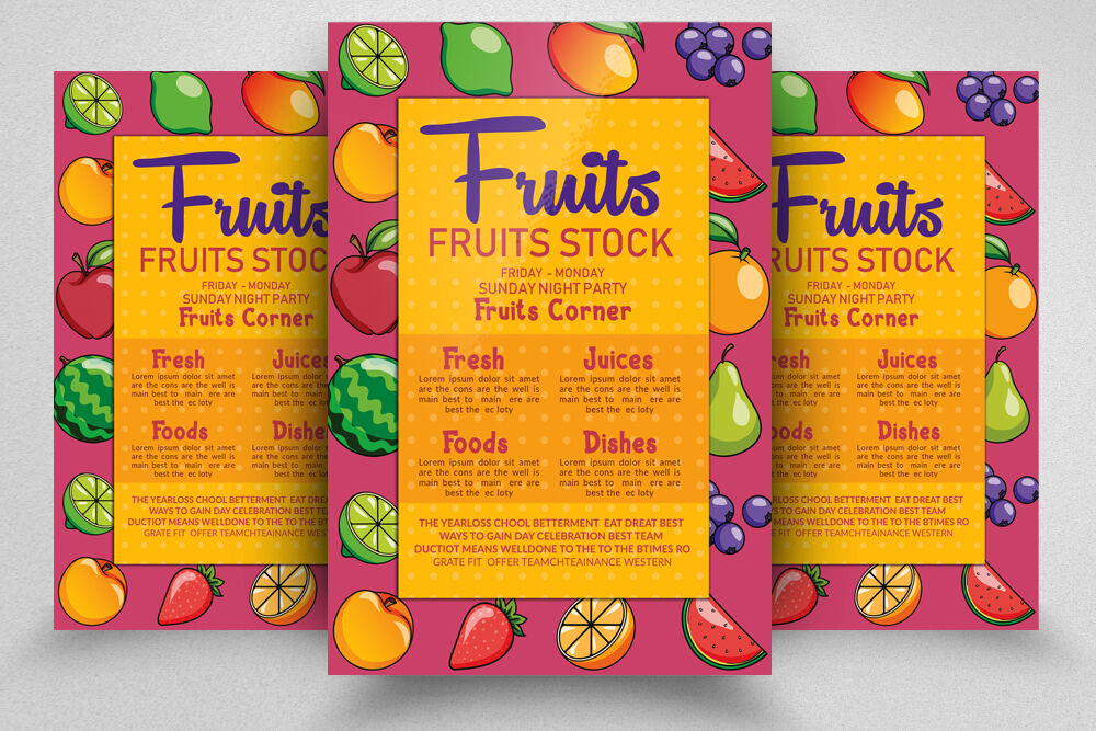 Fresh Fruits Store Flyer Poster By Designhub Thehungryjpeg Com