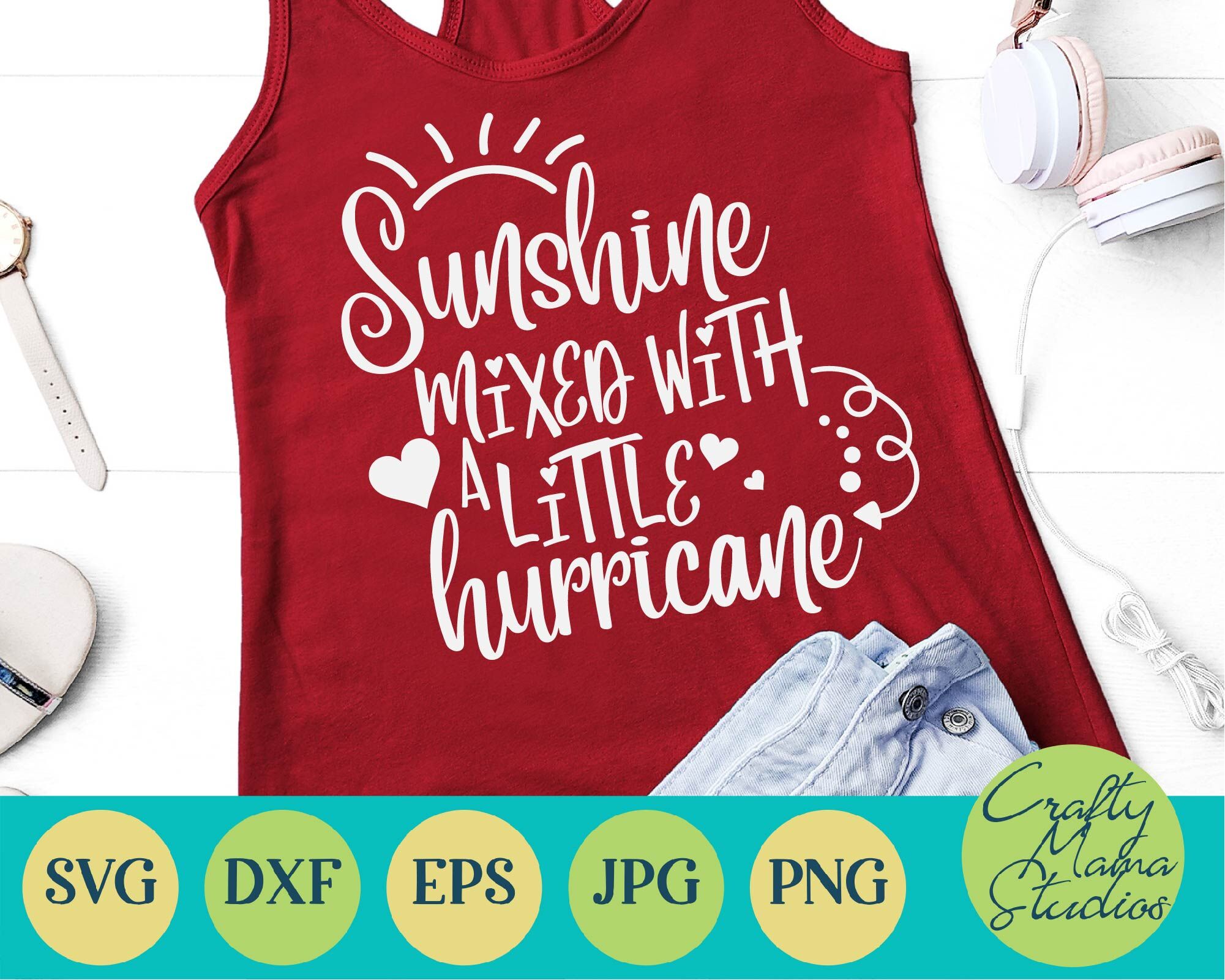 Sunshine Mixed With A Little Hurricane Svg Funny By Crafty Mama Studios Thehungryjpeg Com