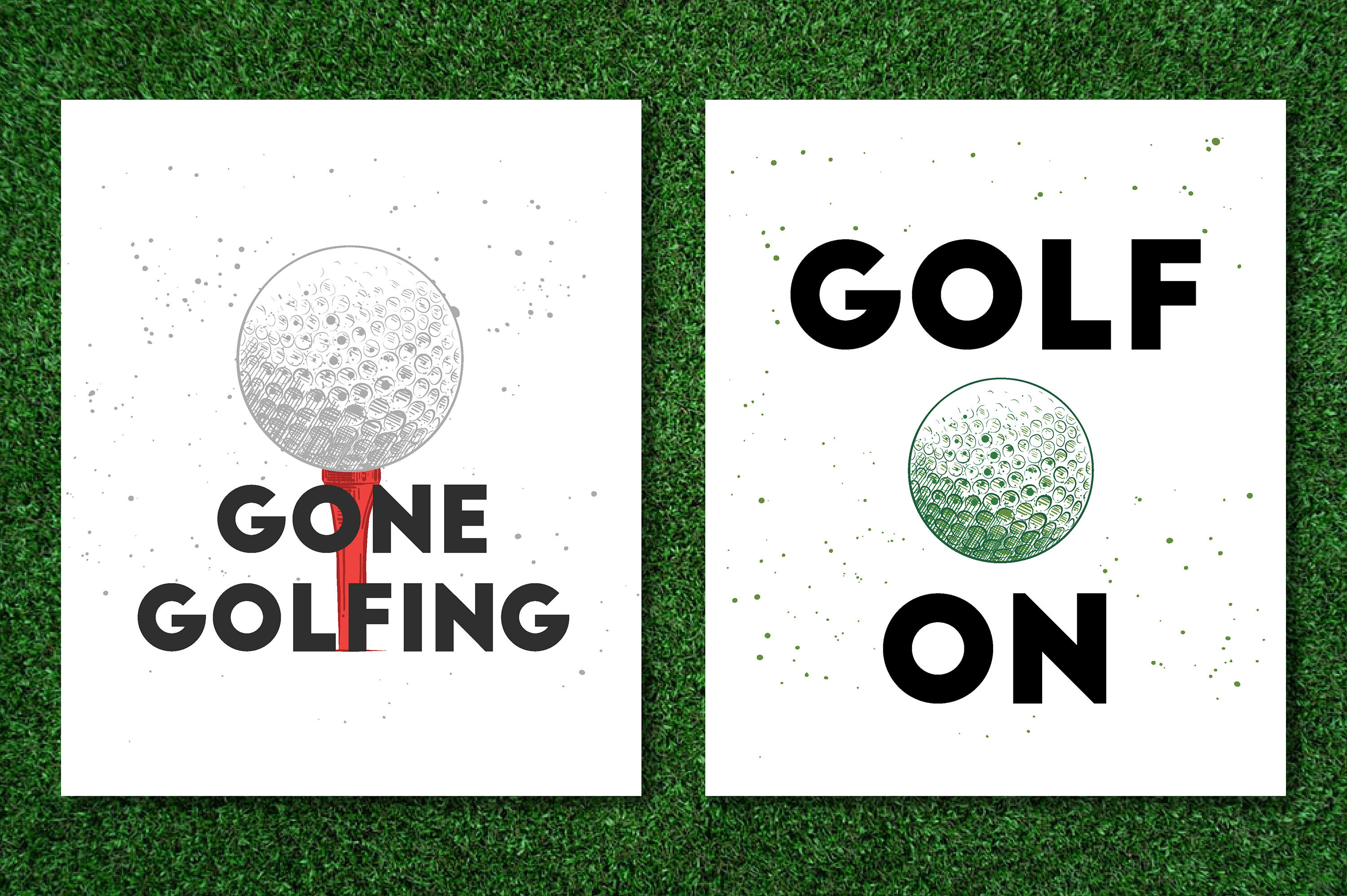 Golf engraved sketches and posters By Mia Akimo TheHungryJPEG