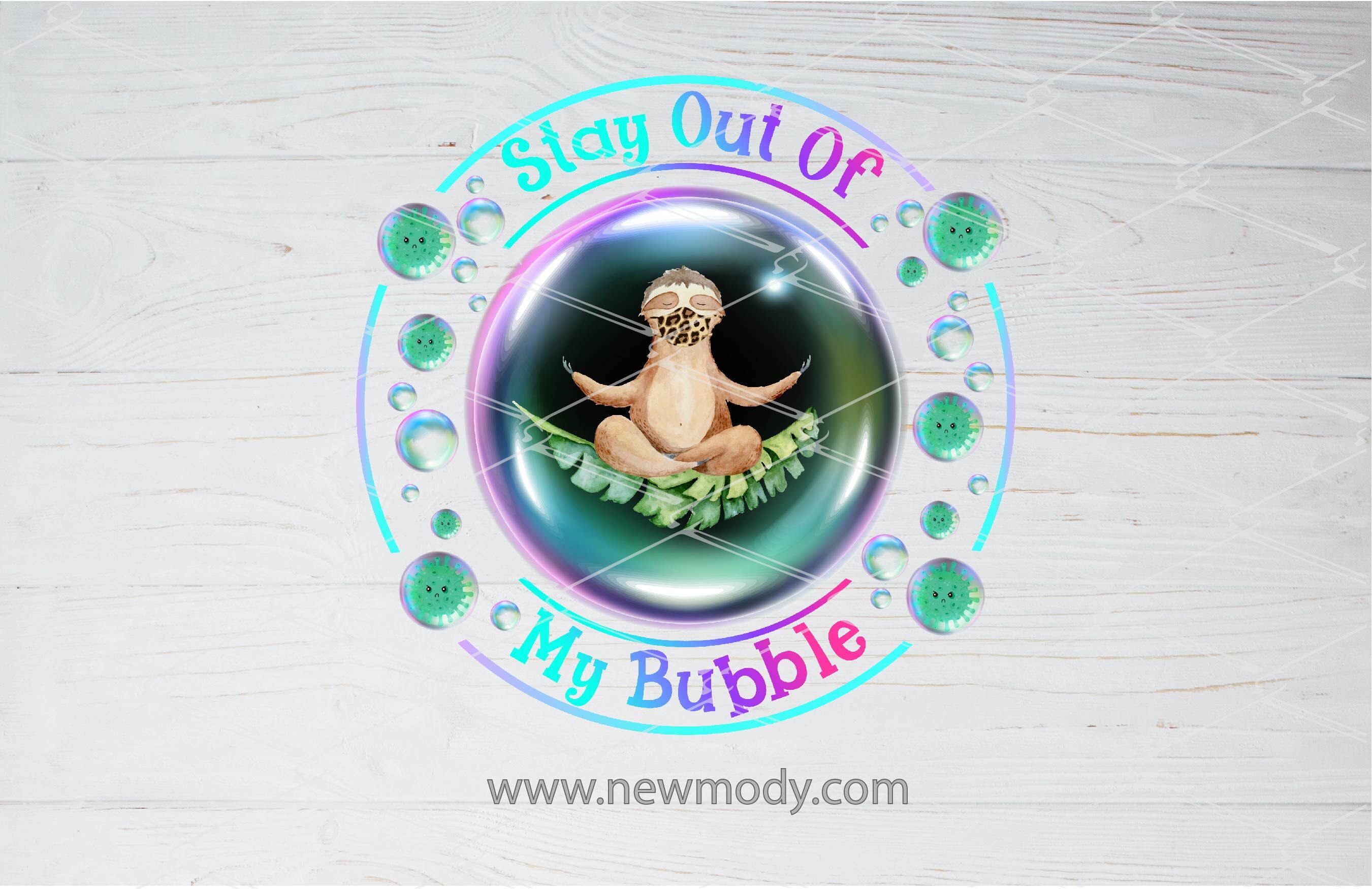 Download Stay Out Of My Bubble Png Sublimation Design Sloth With Leopard Mask By Amittaart Thehungryjpeg Com