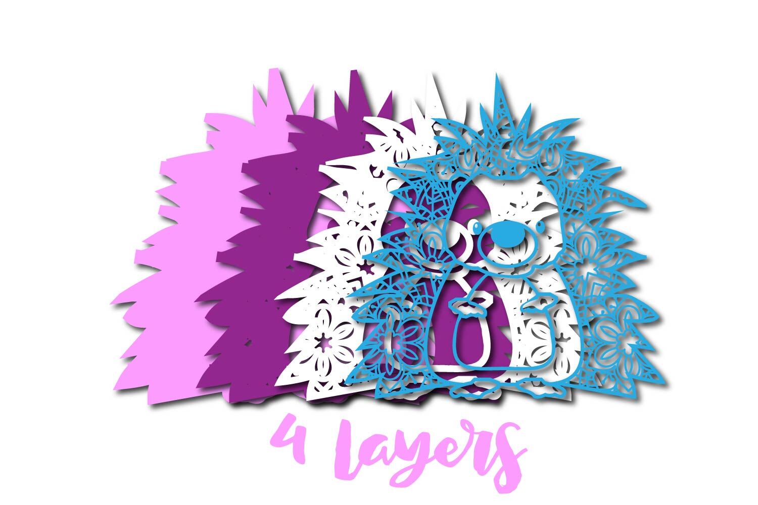 Download 3D multi layer Cute Hedgehog out of Mandala SVG Cut File ...