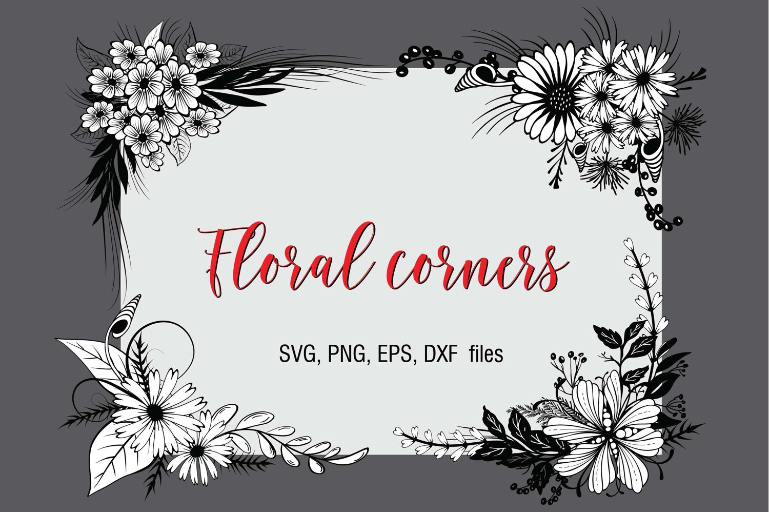 Rose svg floral frame svg corner border svg frame svg