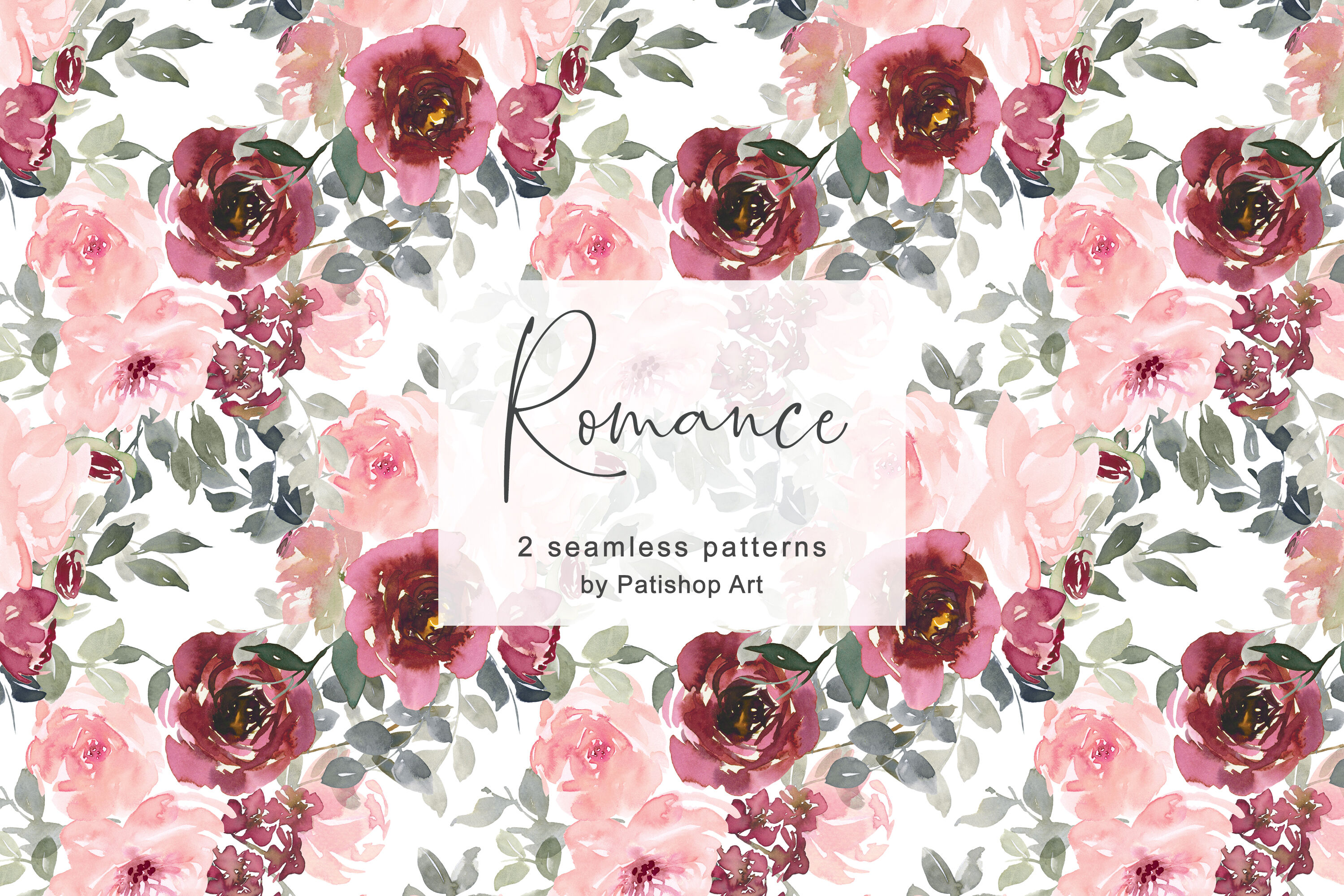 Watercolor Blush and Burgundy Floral Clipart By Patishop Art ...