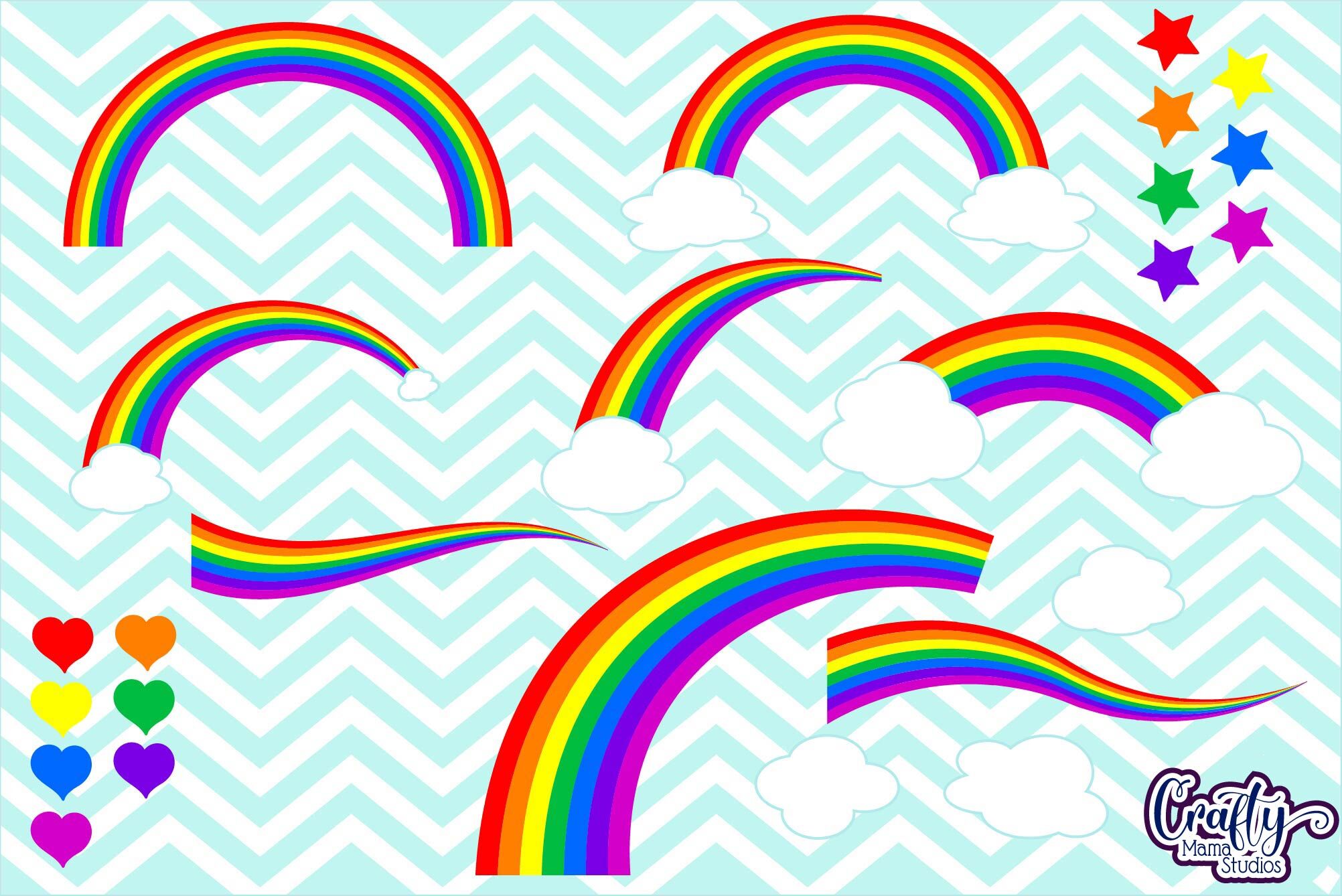 Rainbow Svg Rainbow Clipart Heart Cloud Star Clip Art By Crafty Mama Studios Thehungryjpeg Com