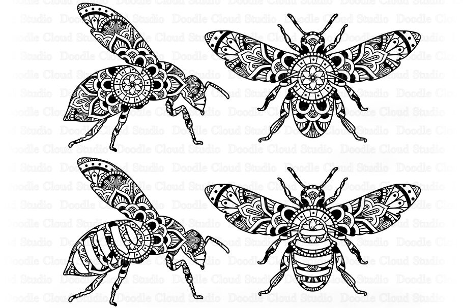 Bee Mandala Svg Mandala Bee Svg Cut Files Bee Mandala Clipart By Doodle Cloud Studio Thehungryjpeg Com