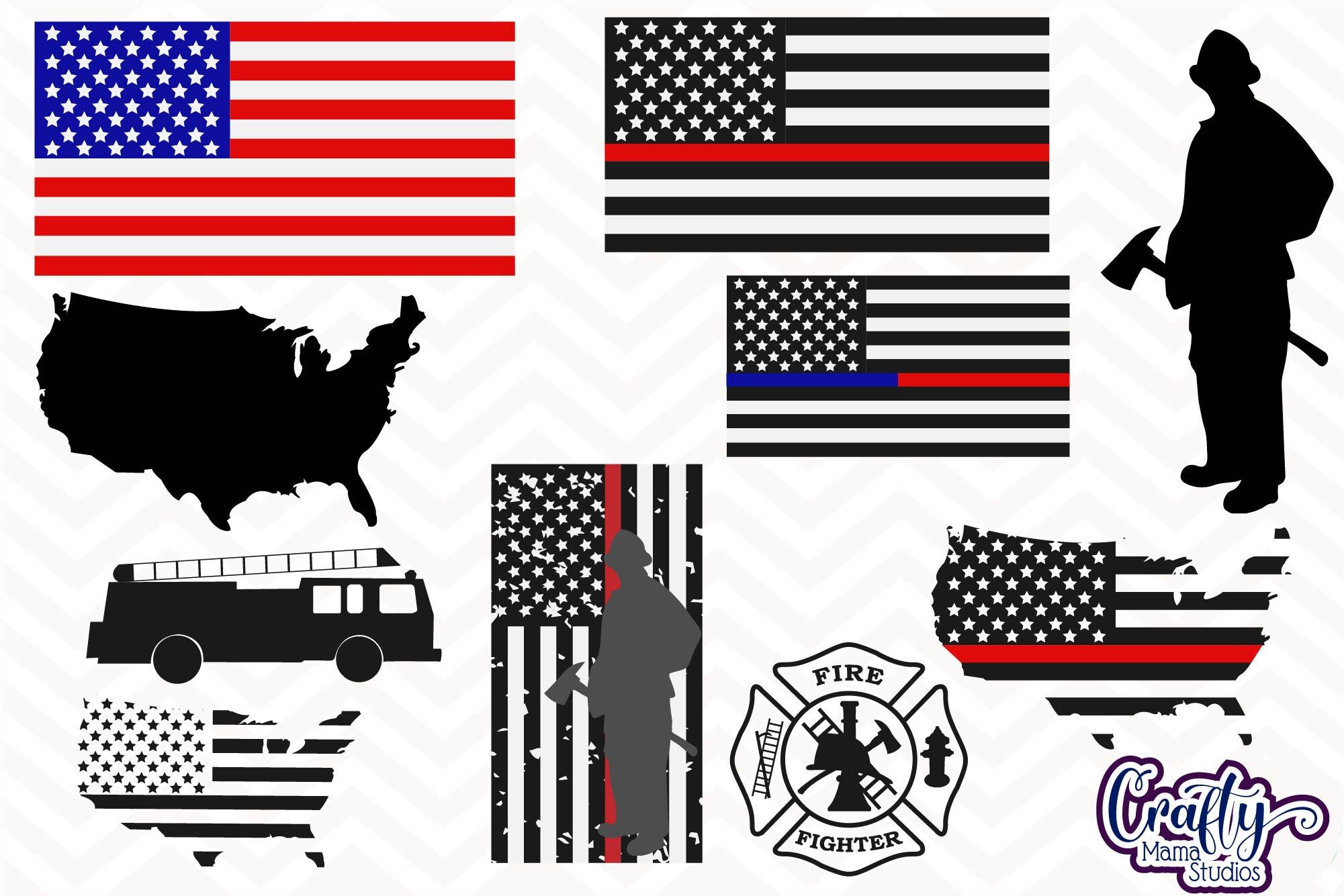 Firefighter Svg Firefighter Flag Svg Firefighter Red Line By Crafty Mama Studios Thehungryjpeg Com