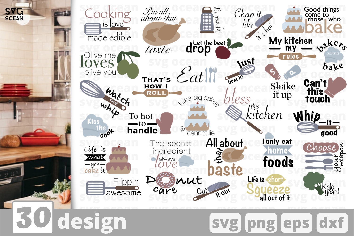 Download 30 Kitchen Quotes Svg Bundle Quotes Cricut Svg By Svgocean Thehungryjpeg Com SVG, PNG, EPS, DXF File