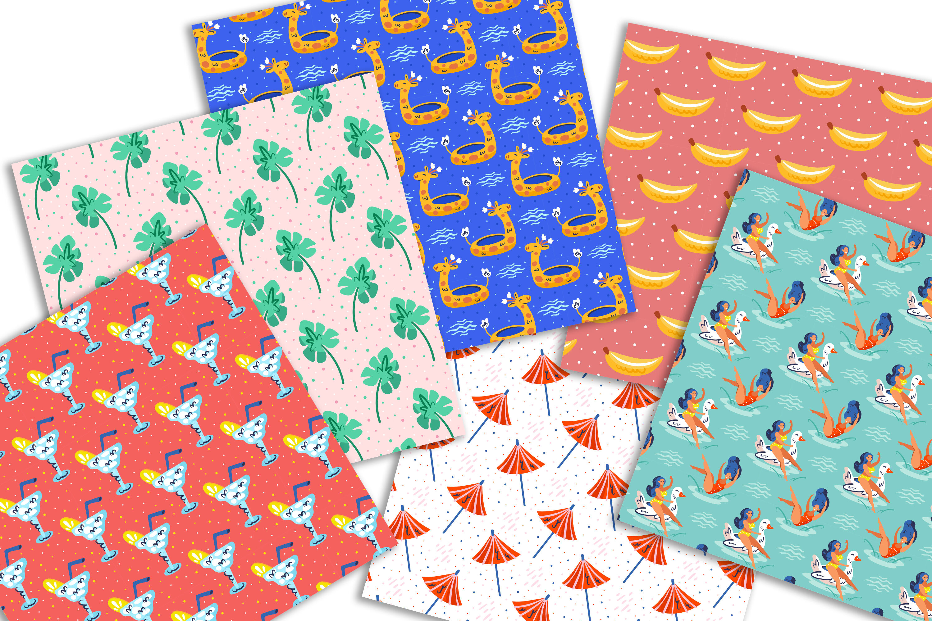 Summer girls, pool party. Seamless pattern, digital paper. By Fox Biz ...