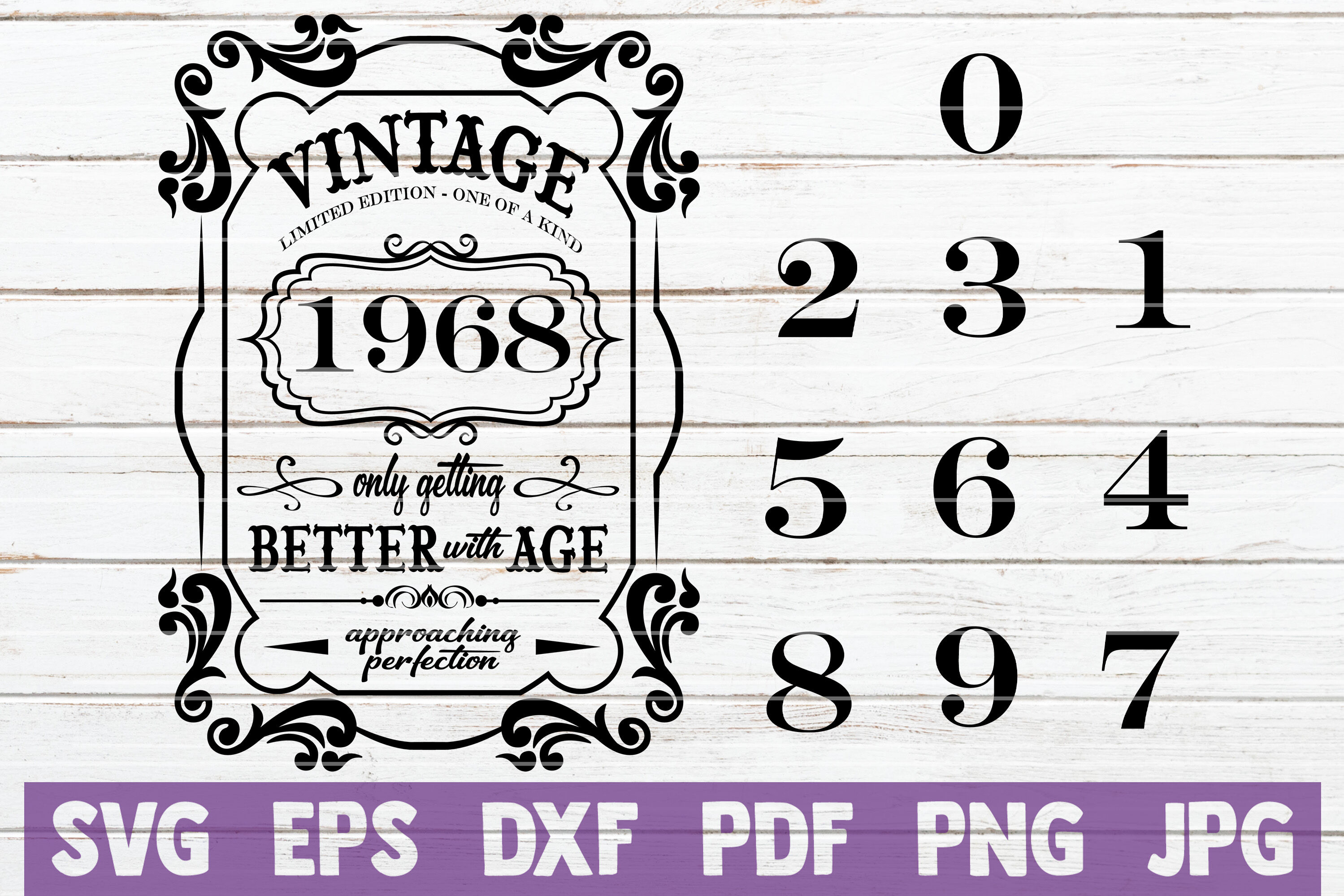 Download Vintage Birth Year With Numbers SVG Cut Files By ...