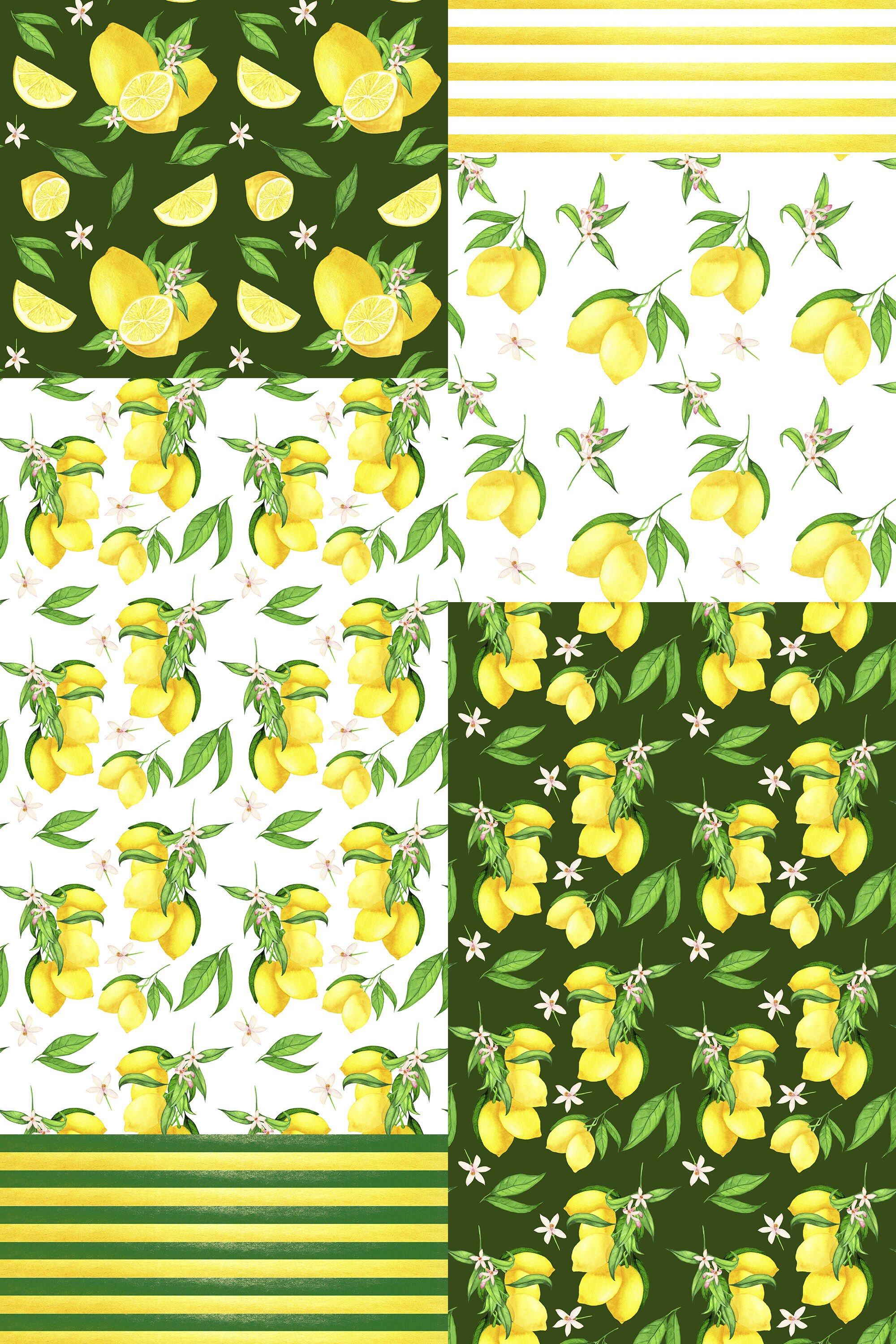 Lemon Digital Papers, Seamless Patterns By Svitlana Yanyeva | TheHungryJPEG