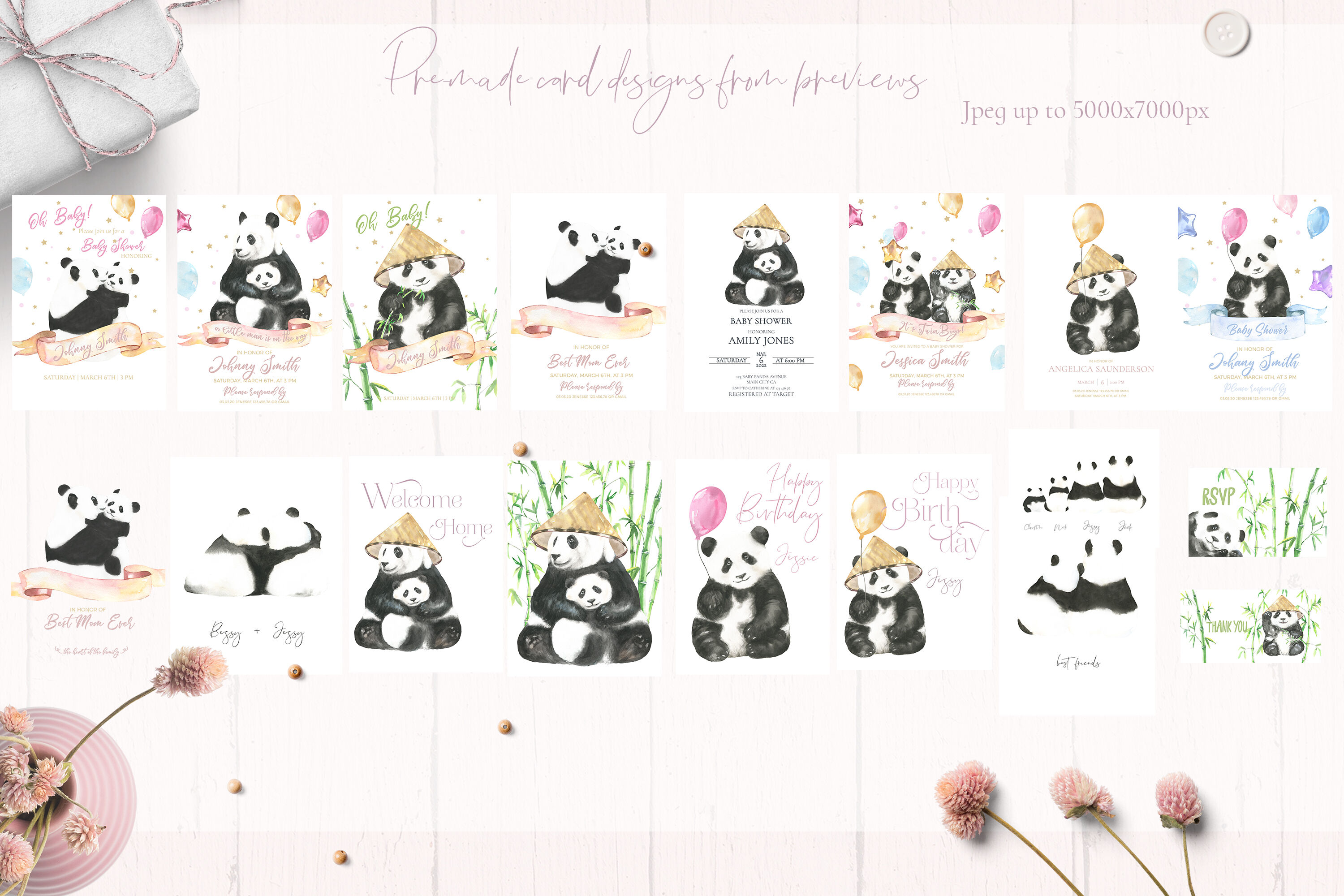 Sale Watercolor Panda Family Bonus By Catherine Wheel Thehungryjpeg Com