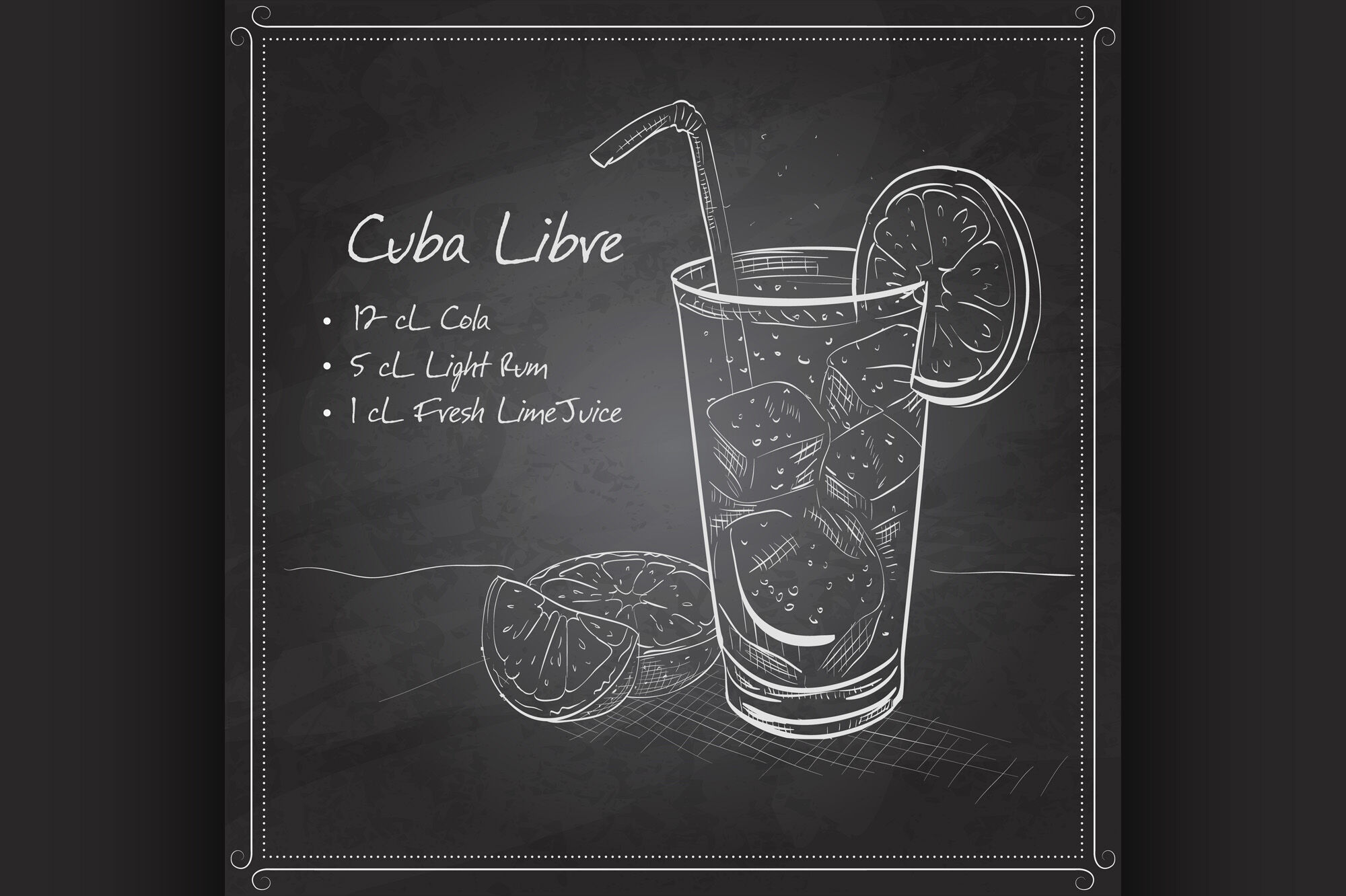 Cuba Libre on black board By Netkoff | TheHungryJPEG