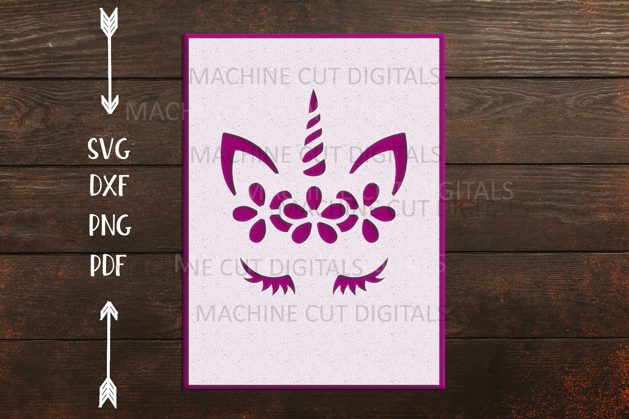 Download Birthday Unicorn face with flowers papercut card svg dxf ...