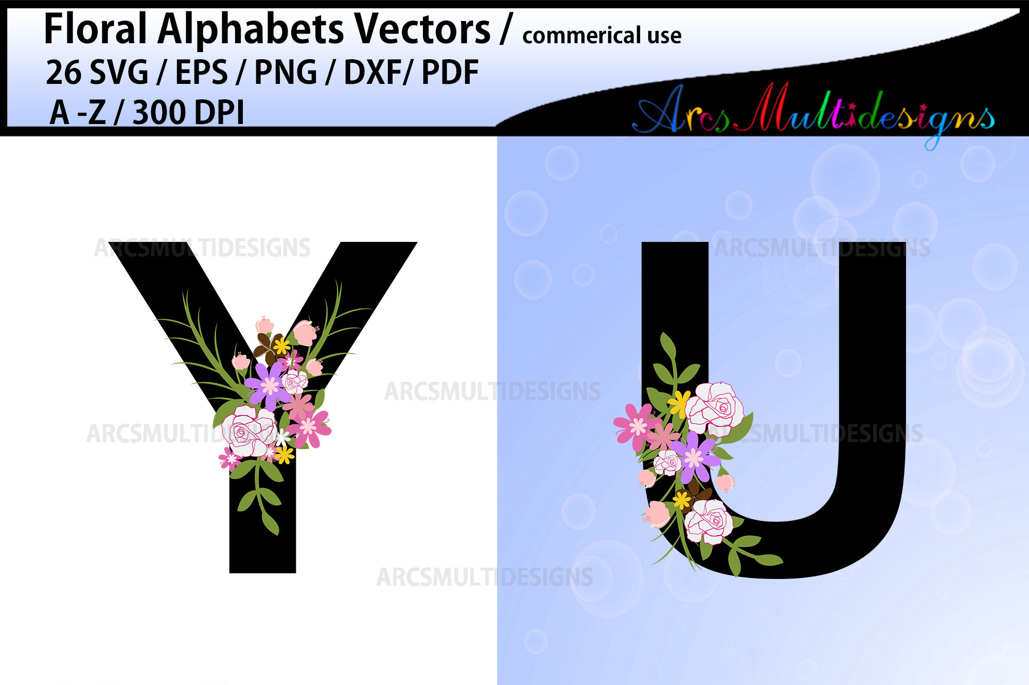 Download Floral Alphabet Svg Letters By Arcsmultidesignsshop Thehungryjpeg Com