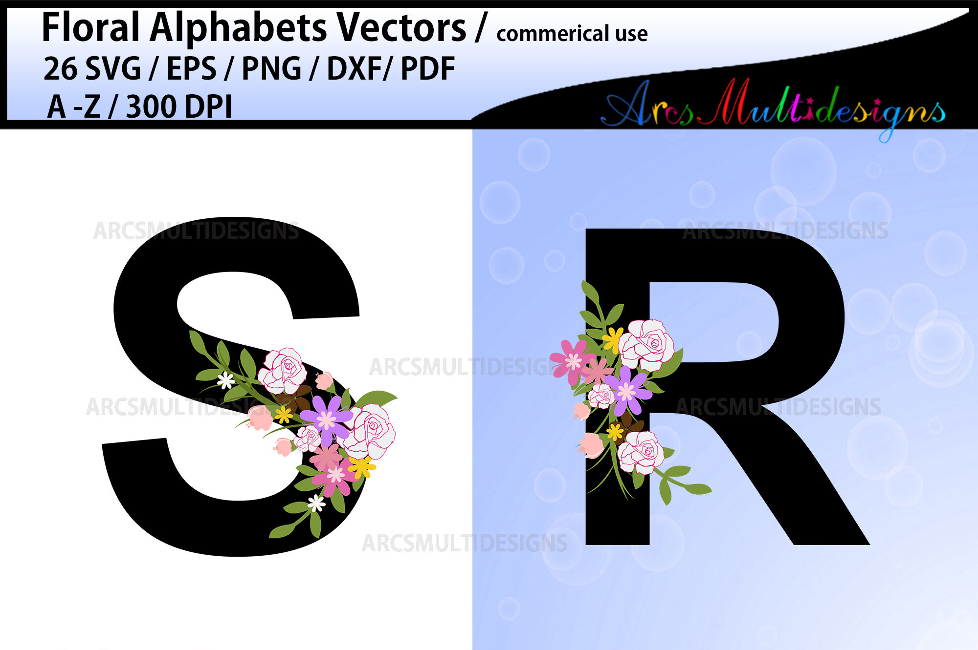 Download Floral Alphabet Svg Letters By Arcsmultidesignsshop Thehungryjpeg Com