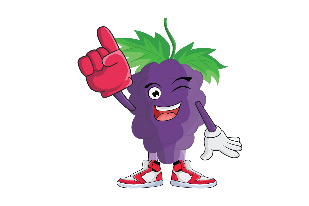 Grape Supporter Fruit Cartoon Character By Printables Plazza Thehungryjpeg Com