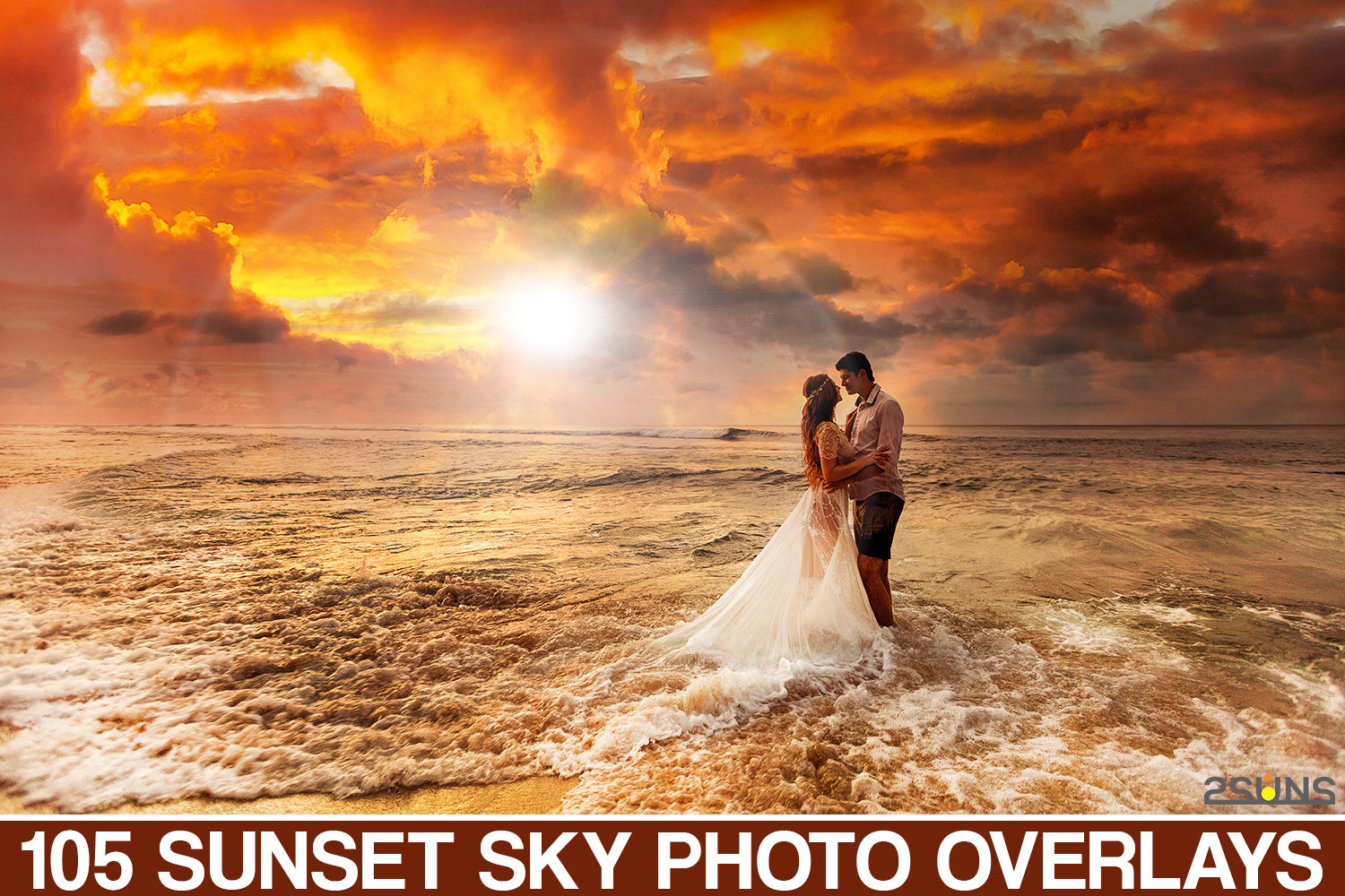 105 Sunset Sky Photo Overlays, photoshop By 2SUNS | TheHungryJPEG.com