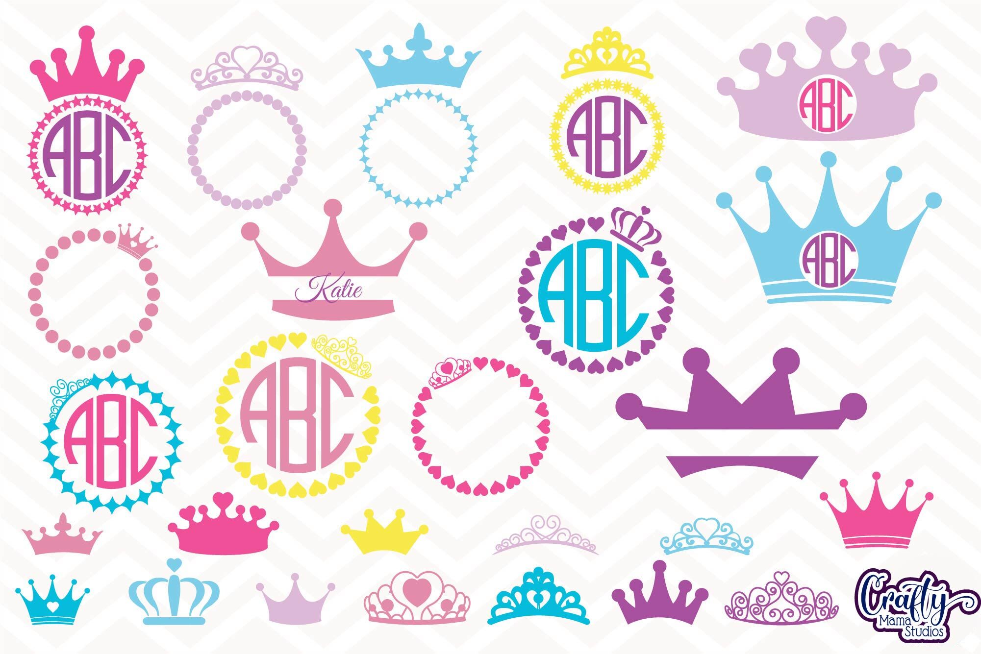 Download Crown Svg Princess Crown Svg Crown Monogram Svg Split By Crafty Mama Studios Thehungryjpeg Com