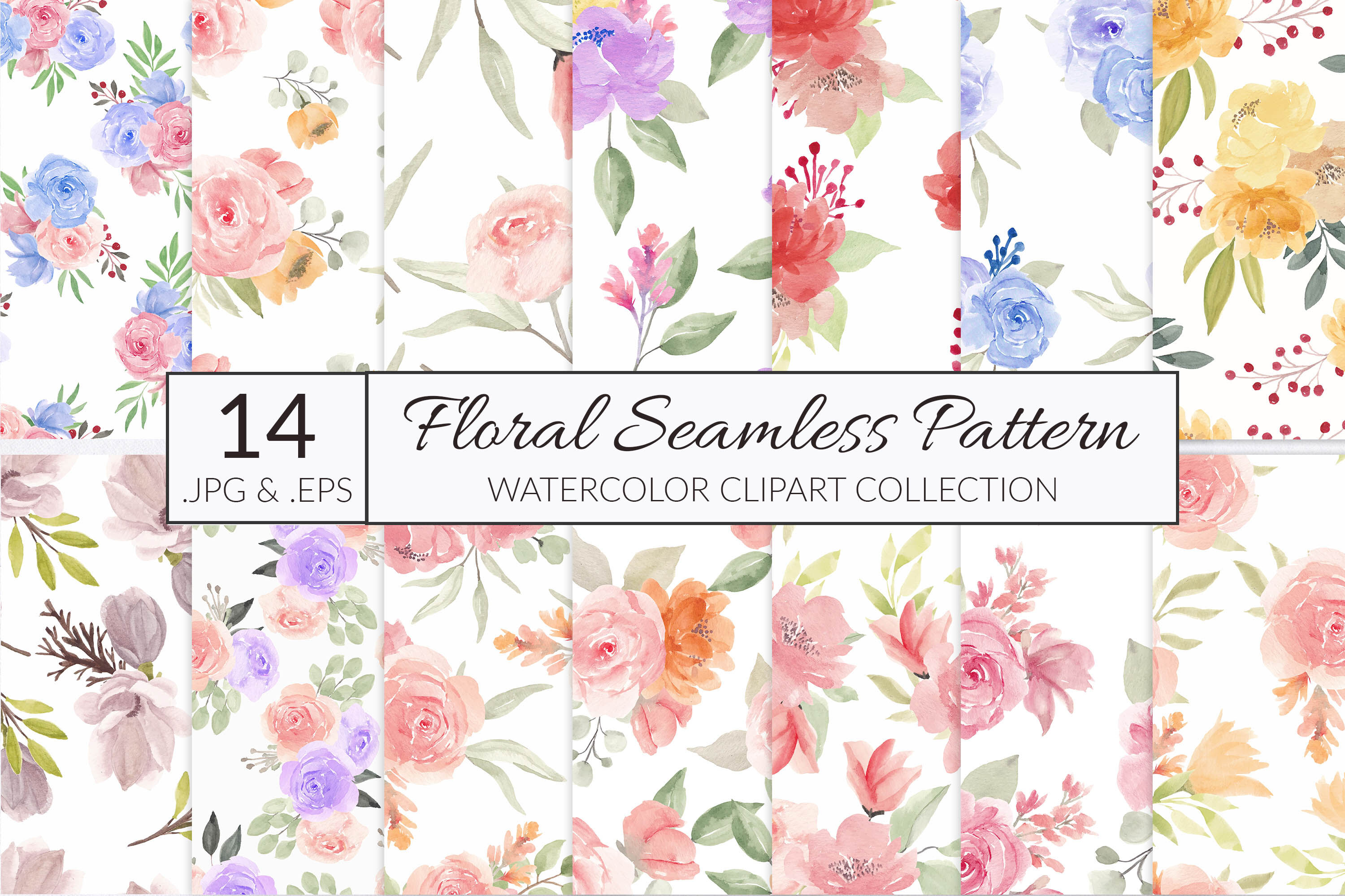 Watercolor Pink Flower Seamless Pattern Graphic by elsabenaa