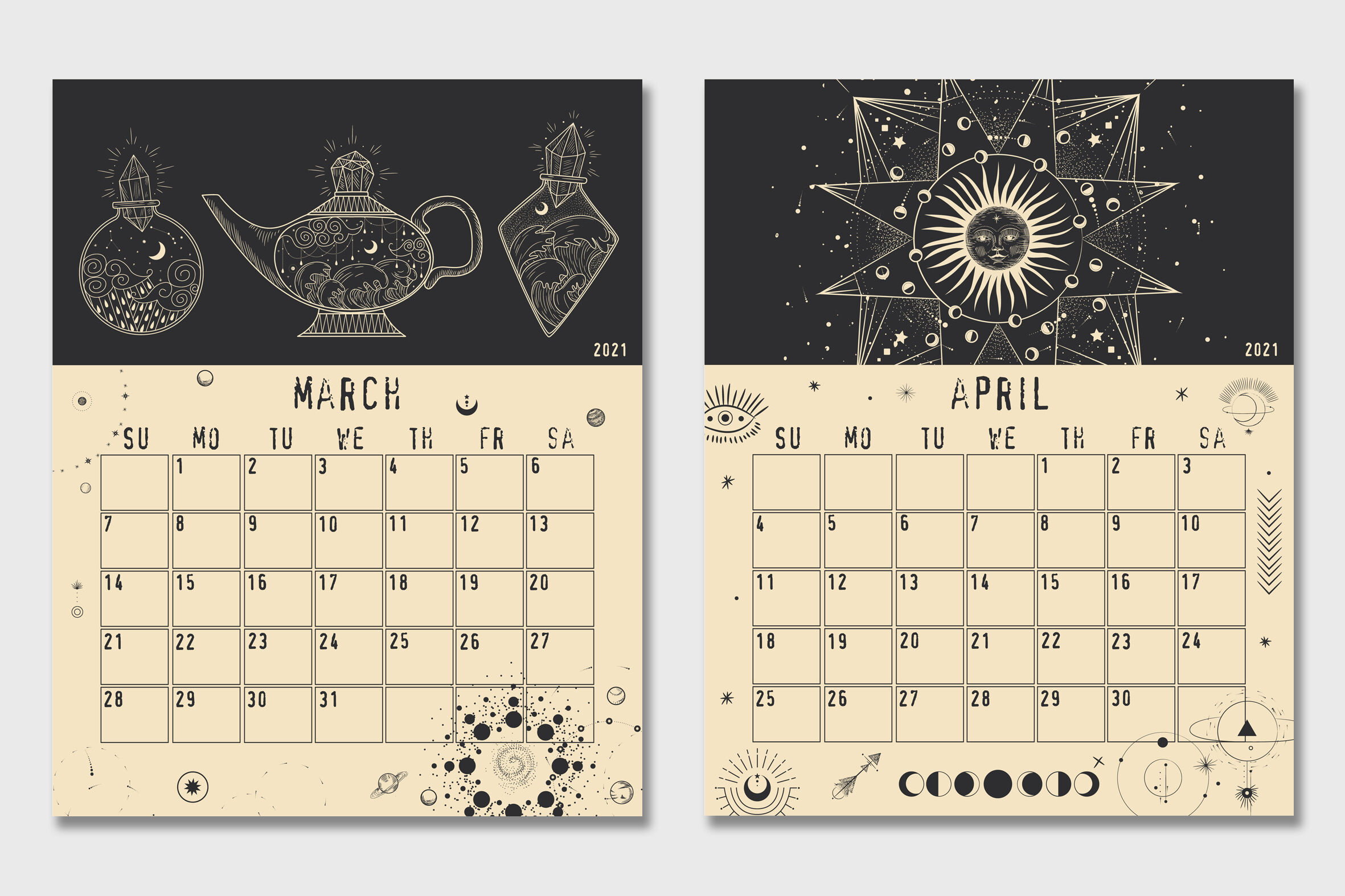 Magic calendar 2021 By Chikovnaya TheHungryJPEG