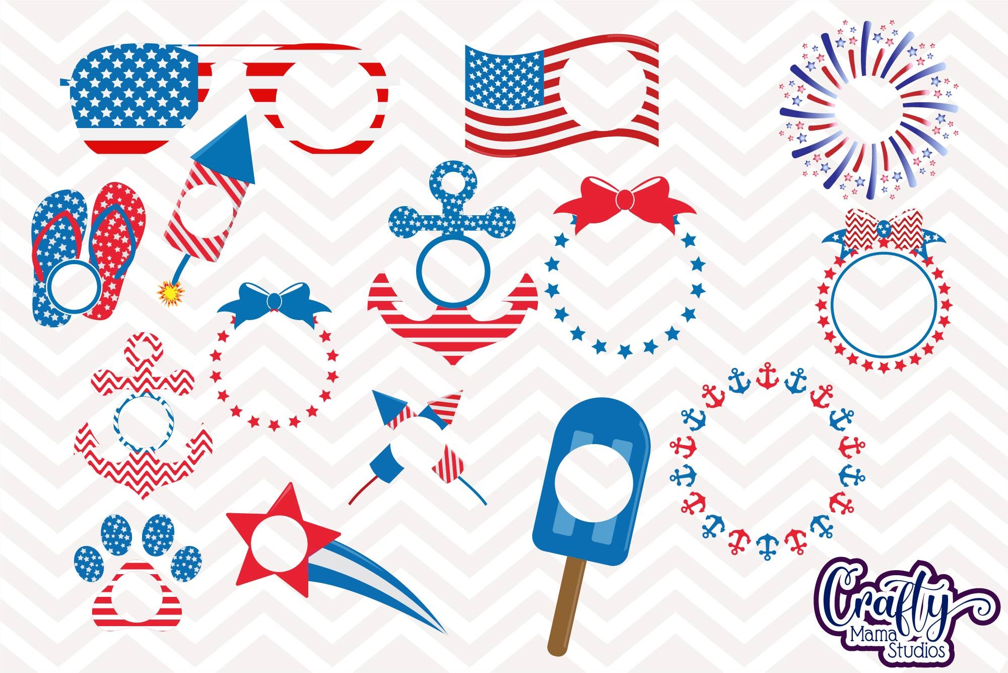 Download July 4th Svg Red White Blue Monogram Clip Art 4th Of July By Crafty Mama Studios Thehungryjpeg Com