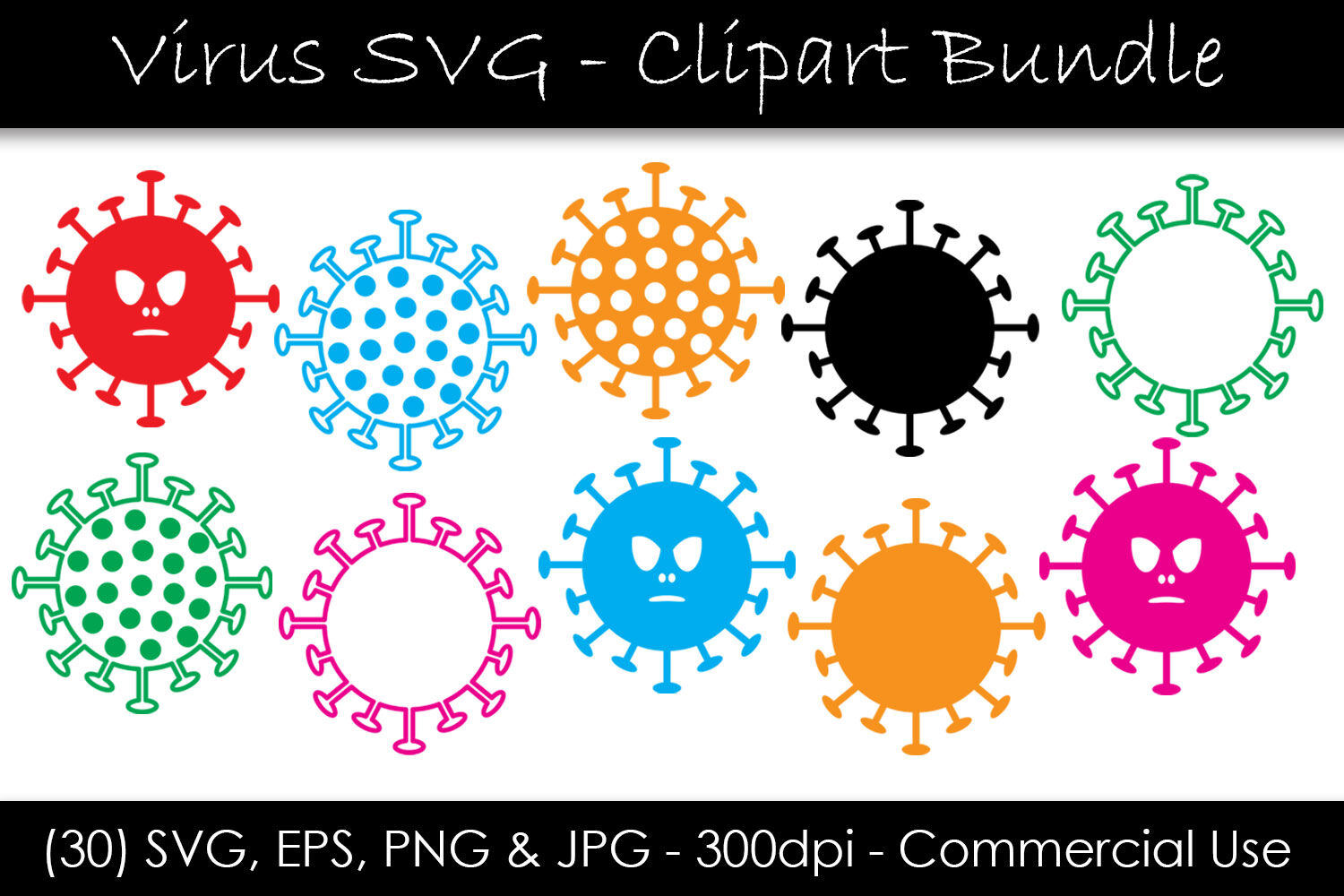Virus Svg Bundle Coronavirus Clipart By Gjsart Thehungryjpeg Com