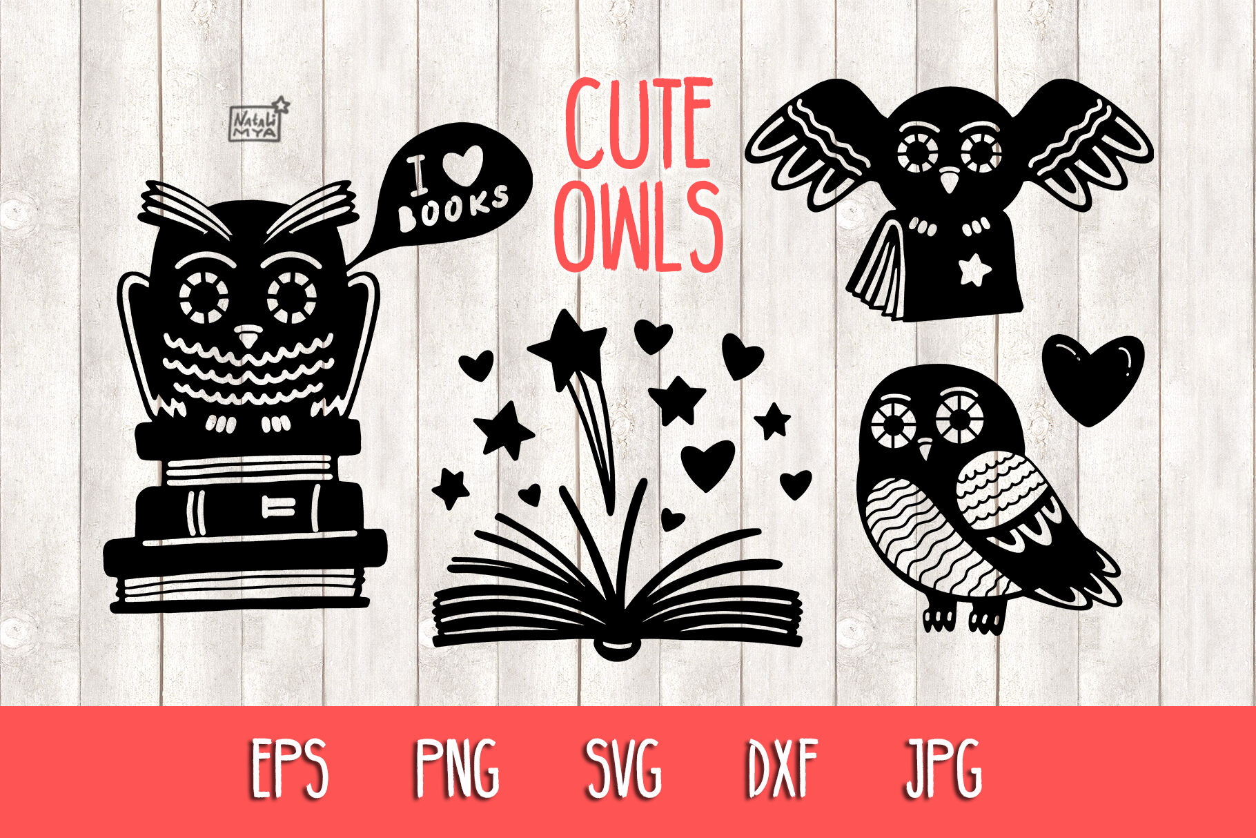 Owls And Books Svg Cut Files By Aquarelloaquarelle Thehungryjpeg Com