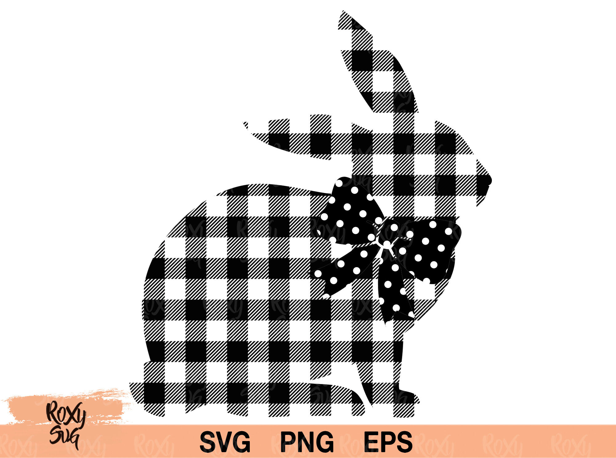 Easter svg, Buffalo plaid Easter, Bunny, Bunny silhouette, Easter