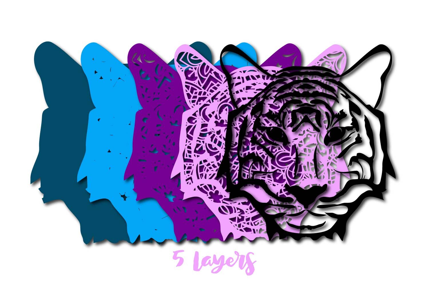 3d Multi Layer Tiger Head Out Of Mandala Cut File By Sintegra Thehungryjpeg Com