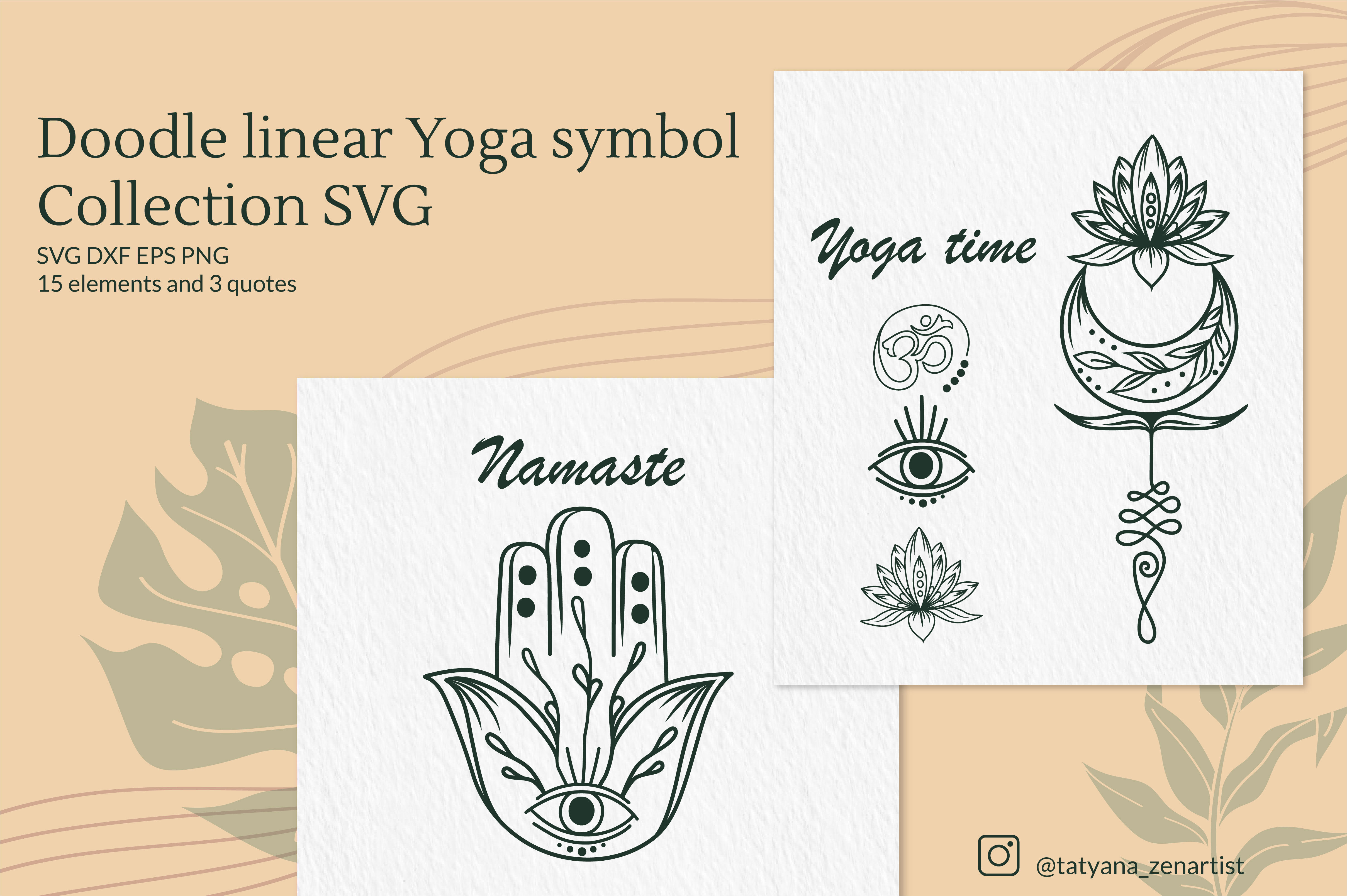 Download Doodle Linear Yoga Symbol Collection Of Svg Cut Files By Zenart Studio By Tatyana Matsiushkova Thehungryjpeg Com