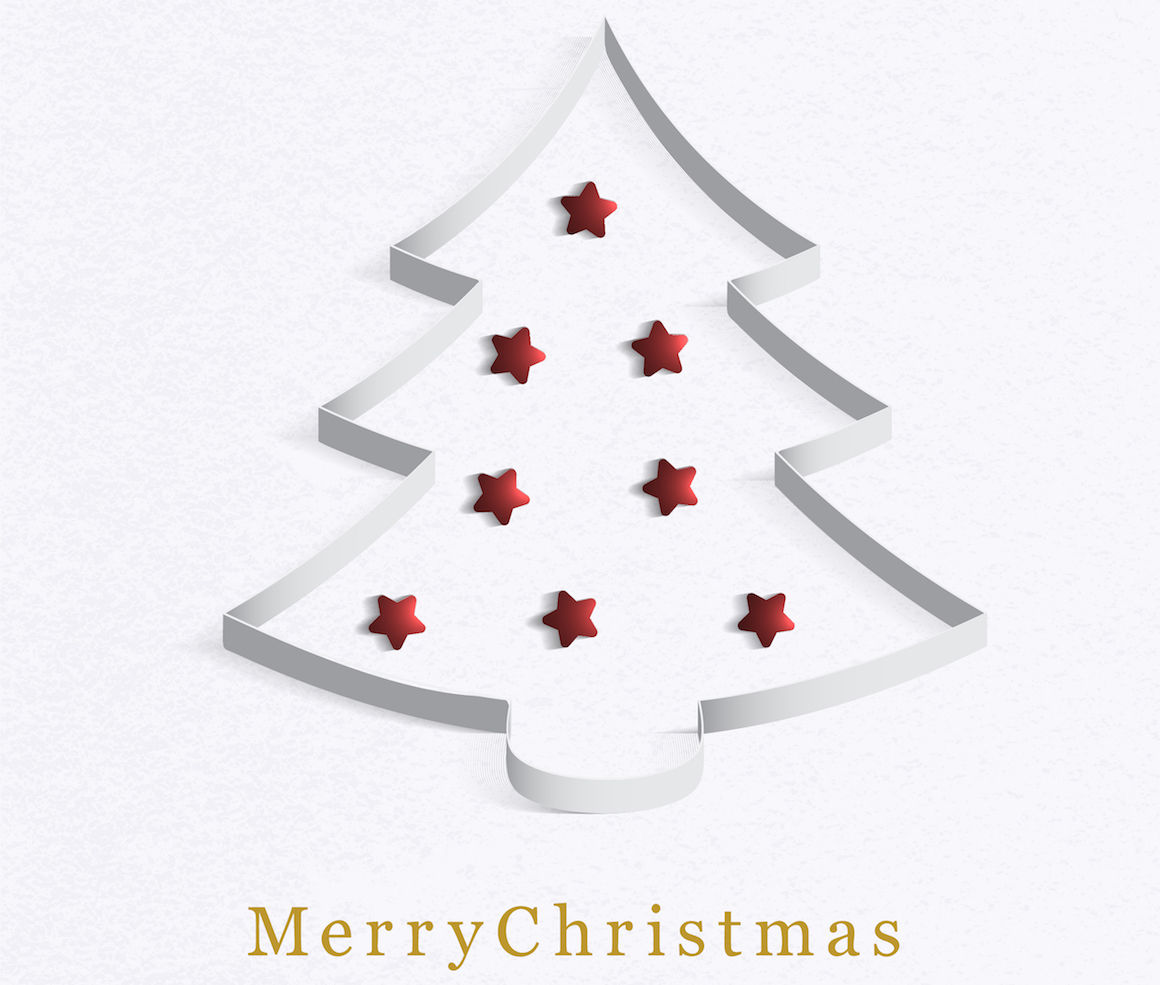 Christmas Tree Made Of White Paper With A Red Star Vector Illustration By Vector Design Thehungryjpeg Com