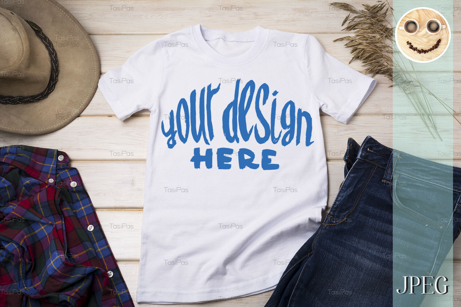 Download Mens T-shirt mockup with cowboy hat. By TasiPas ...