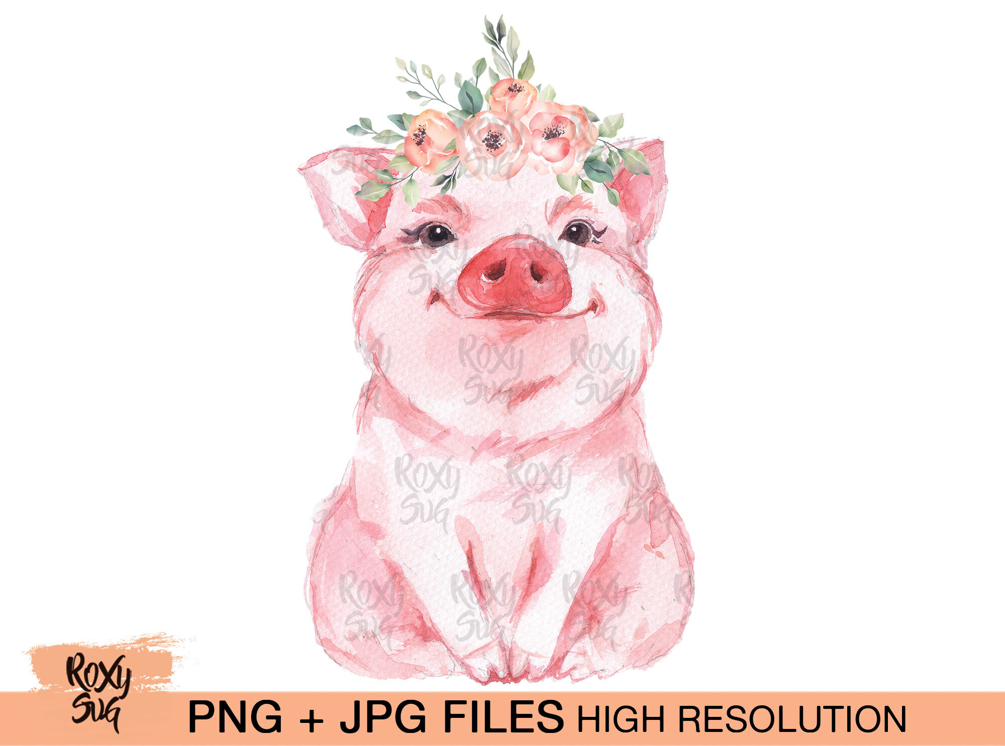 Flower Bandana Pig Png Pig Flower Crown Sublimation Designs Download By Lovely Graphics Thehungryjpeg Com