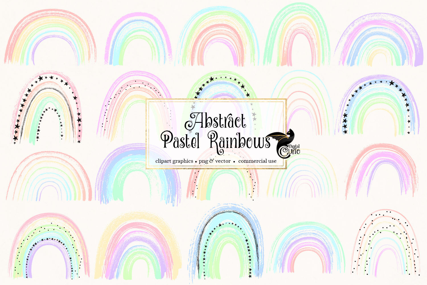 Download Abstract Pastel Rainbow Clipart By Digital Curio Thehungryjpeg Com