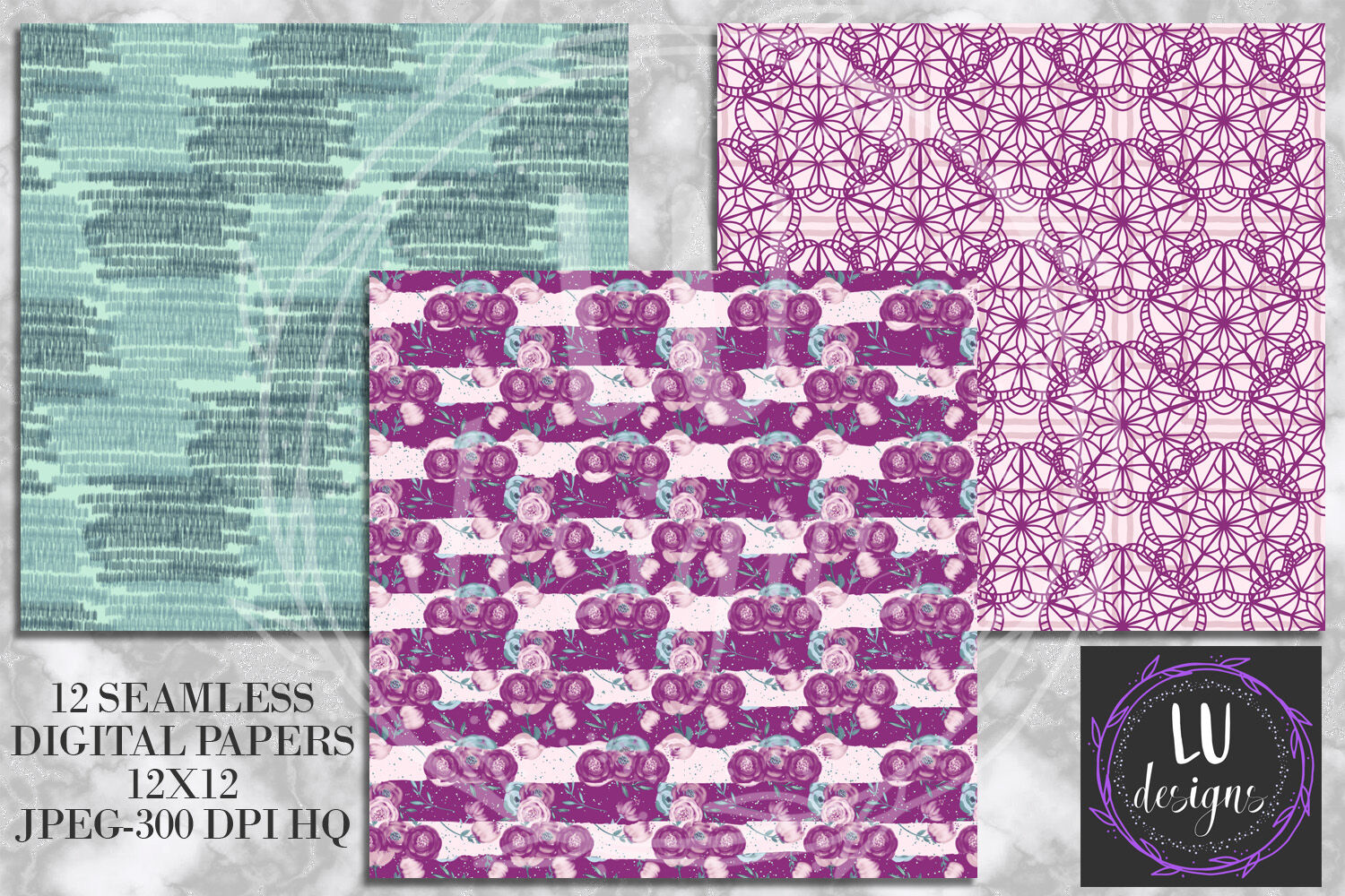 Scrapbook Paper - Purple Watercolor Floral