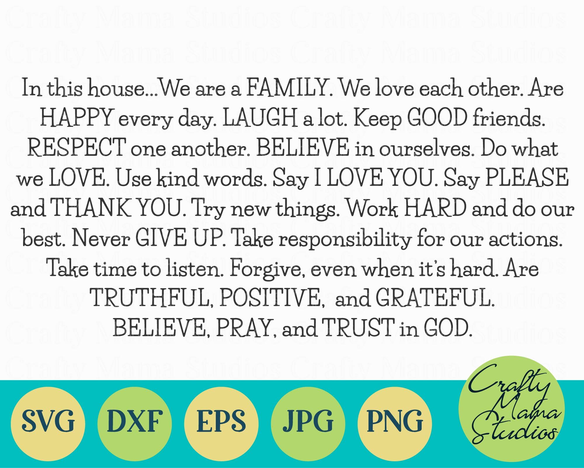 Family Svg Family Rules Svg In This House We Are Family By Crafty Mama Studios Thehungryjpeg Com