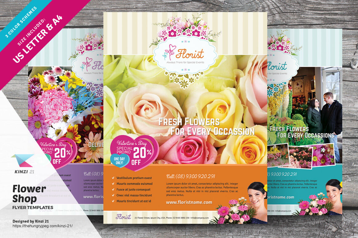 Flower Shop Flyer Templates By Kinzi 21 | TheHungryJPEG