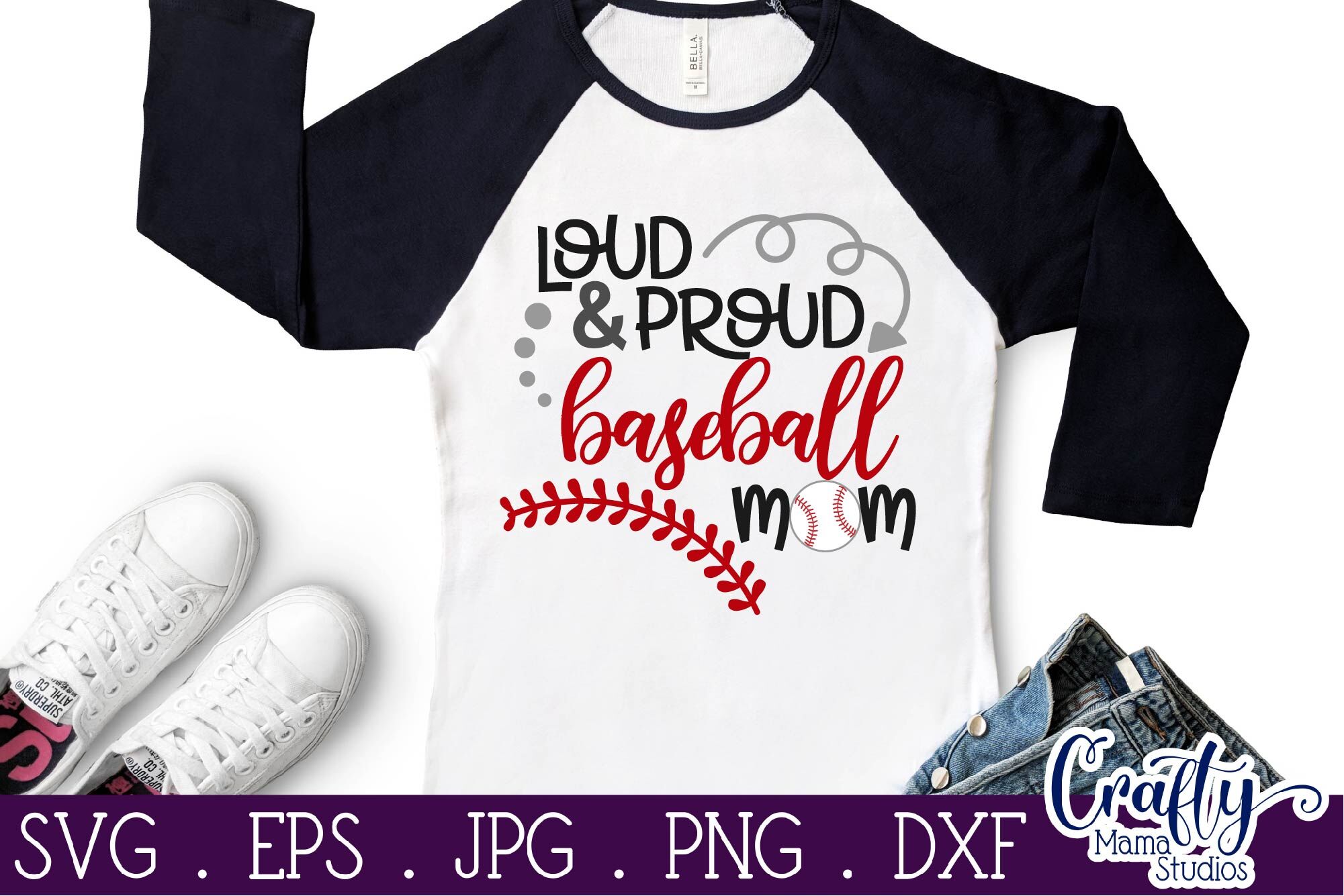 Loud and Proud Baseball Mama T-Shirt Adult Large